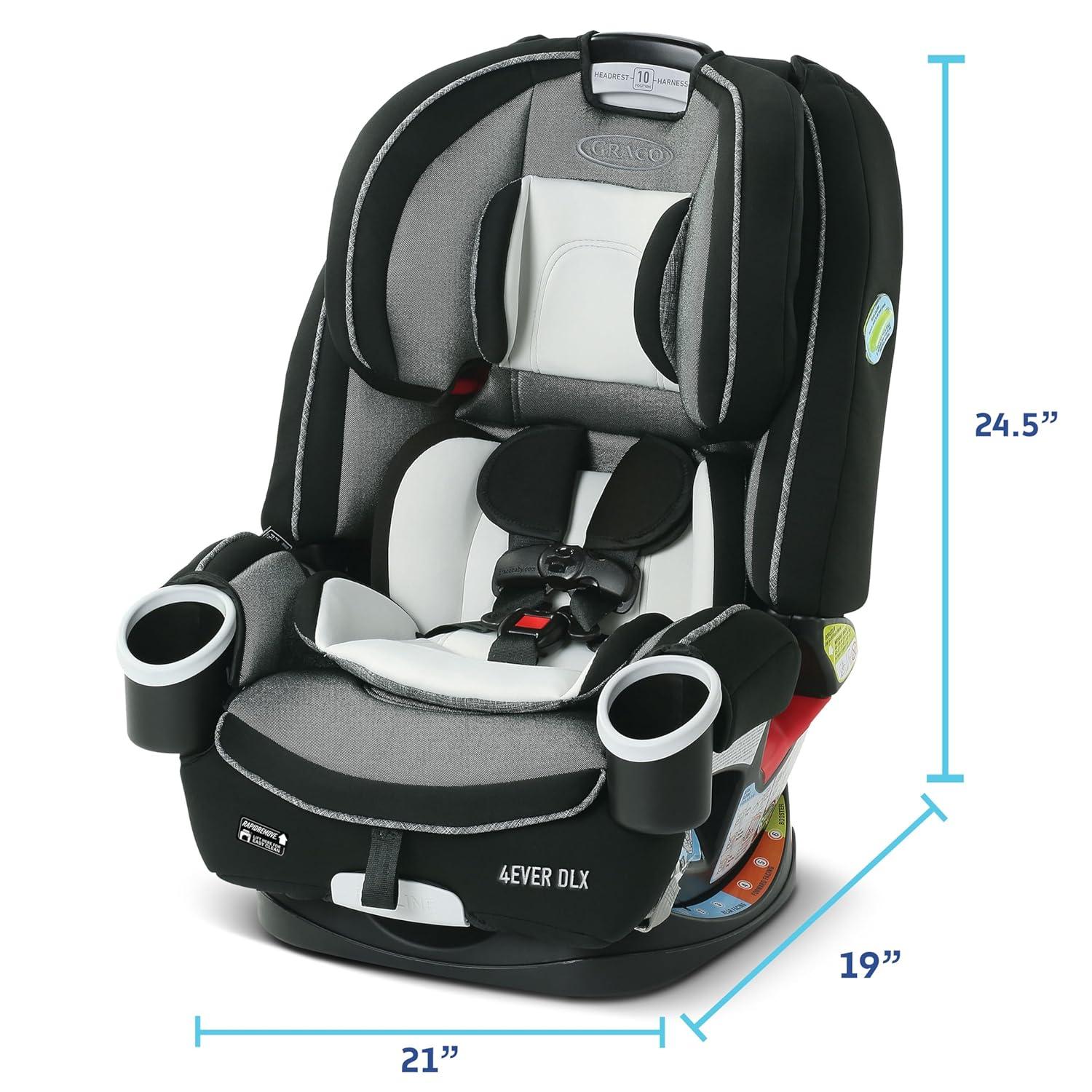 imageGraco 4Ever DLX 4in1 Car Seat Grey Infant to Toddler Car Seat with 10 Years of Use Rearfacing Forwardfacing and Booster Modes Safe Comfortable and Convenient
