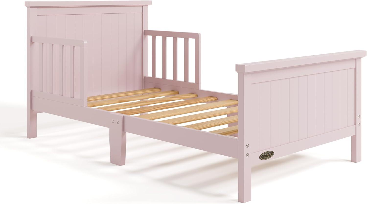 imageGraco Bailey Toddler Bed Pebble Gray GREENGUARD Gold Certified Fits Standard FullSize Crib ampamp Toddler Mattress Toddler Safety Guardrails Included Complete Design with Solid Headboard FootboardBlush