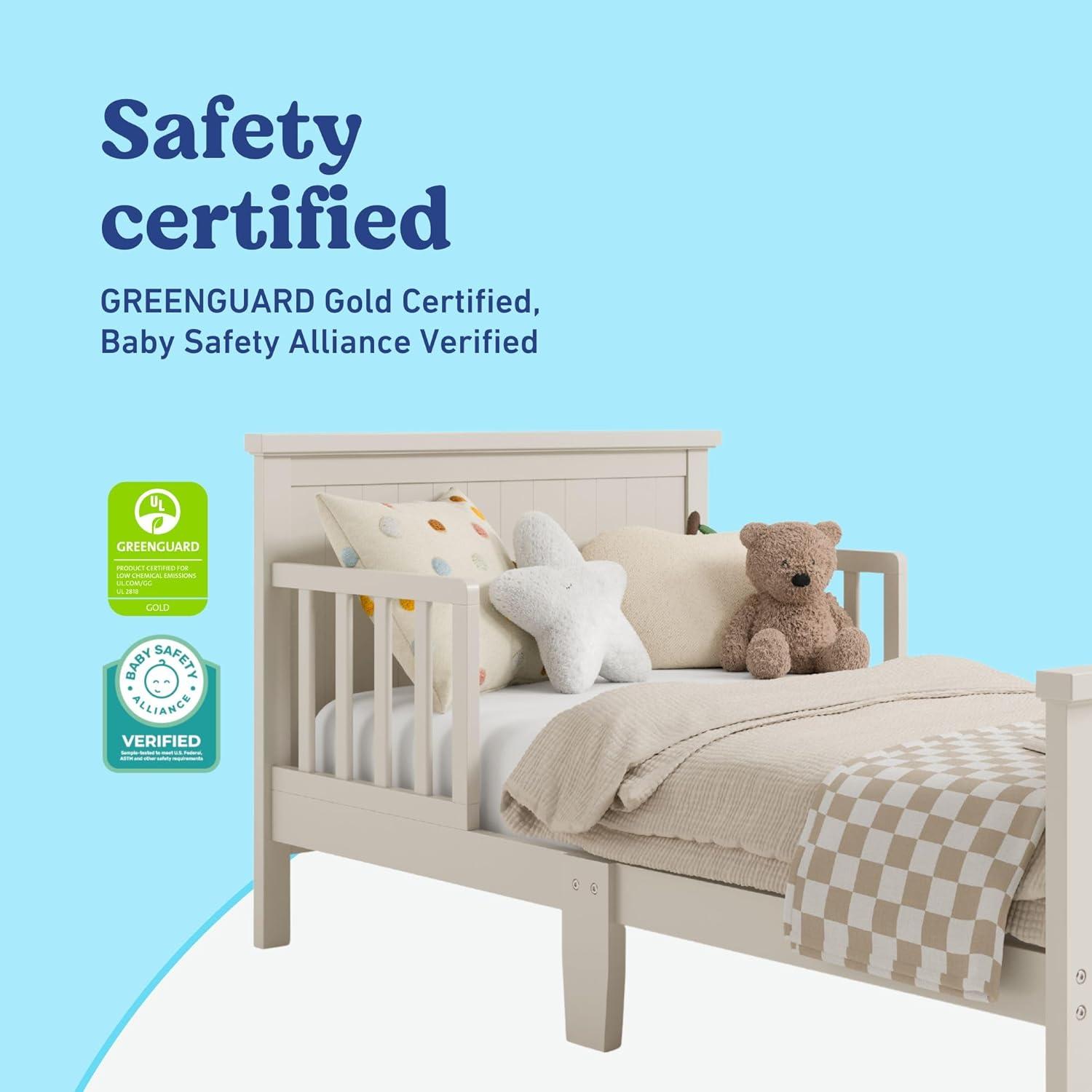 imageGraco Bailey Toddler Bed Pebble Gray GREENGUARD Gold Certified Fits Standard FullSize Crib ampamp Toddler Mattress Toddler Safety Guardrails Included Complete Design with Solid Headboard FootboardFrosted Oat