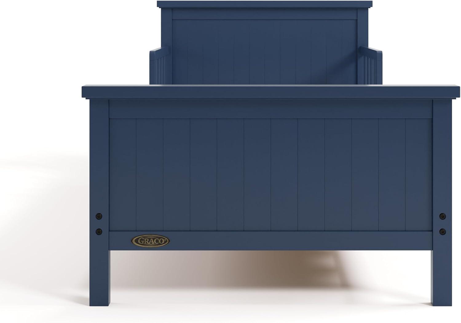 imageGraco Bailey Toddler Bed Pebble Gray GREENGUARD Gold Certified Fits Standard FullSize Crib ampamp Toddler Mattress Toddler Safety Guardrails Included Complete Design with Solid Headboard FootboardMidnight Blue