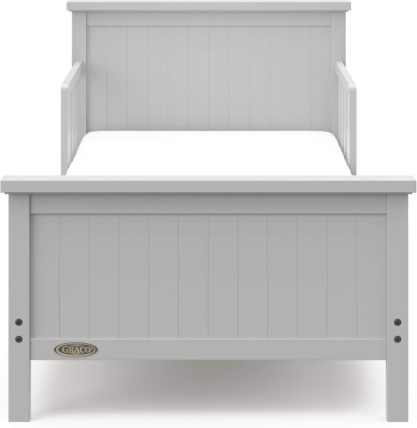 imageGraco Bailey Toddler Bed Pebble Gray GREENGUARD Gold Certified Fits Standard FullSize Crib ampamp Toddler Mattress Toddler Safety Guardrails Included Complete Design with Solid Headboard FootboardPebble Gray