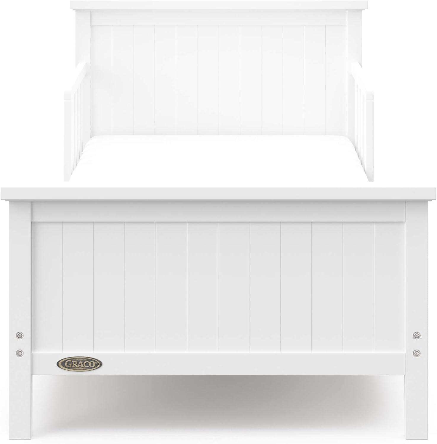 imageGraco Bailey Toddler Bed Pebble Gray GREENGUARD Gold Certified Fits Standard FullSize Crib ampamp Toddler Mattress Toddler Safety Guardrails Included Complete Design with Solid Headboard FootboardWhite