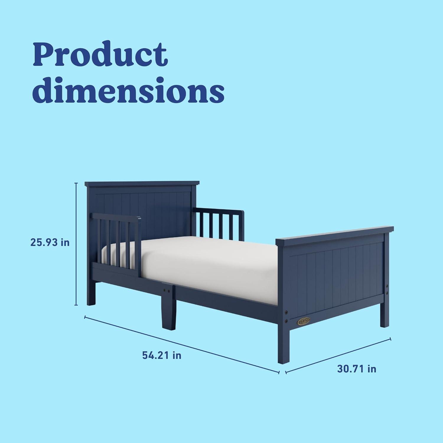 imageGraco Bailey Toddler Bed Pebble Gray GREENGUARD Gold Certified Fits Standard FullSize Crib ampamp Toddler Mattress Toddler Safety Guardrails Included Complete Design with Solid Headboard FootboardMidnight Blue