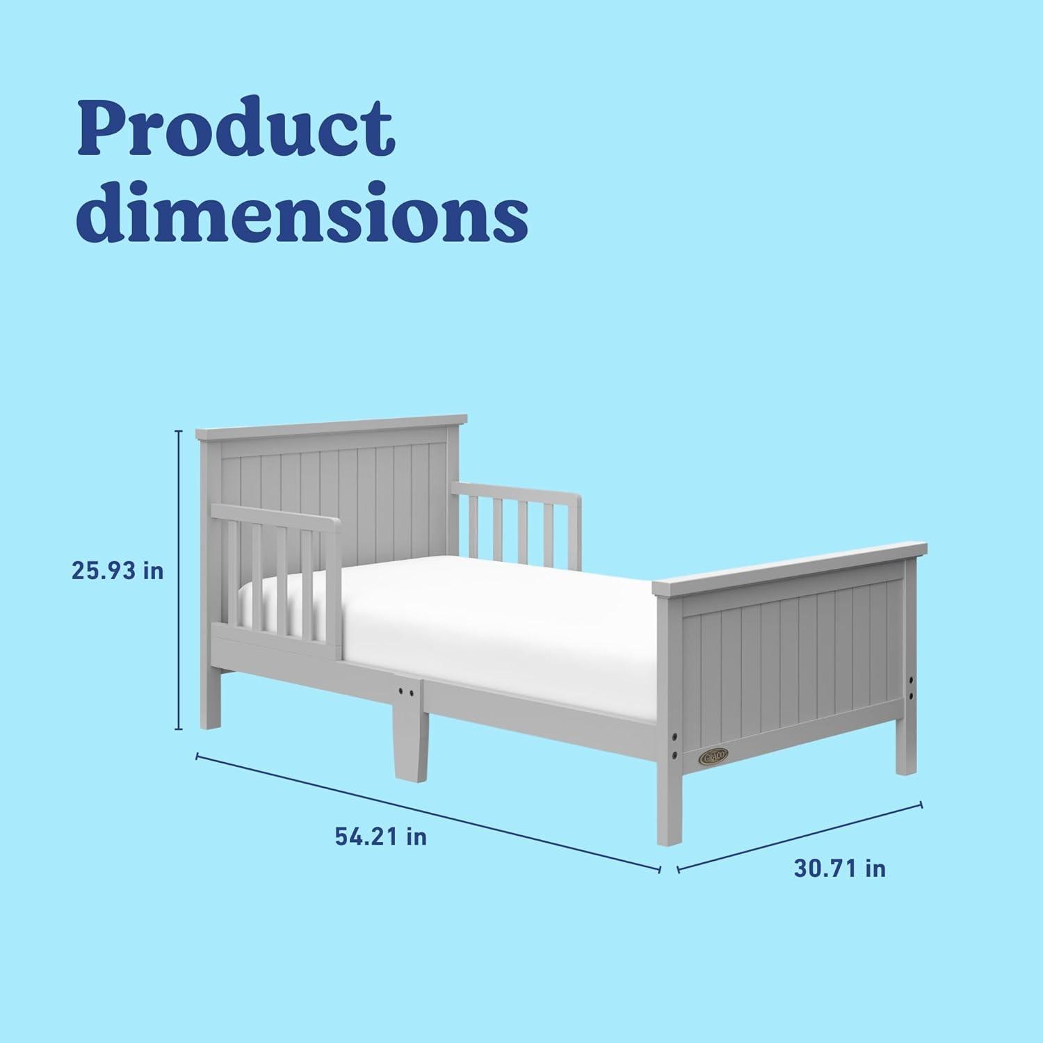 imageGraco Bailey Toddler Bed Pebble Gray GREENGUARD Gold Certified Fits Standard FullSize Crib ampamp Toddler Mattress Toddler Safety Guardrails Included Complete Design with Solid Headboard FootboardPebble Gray