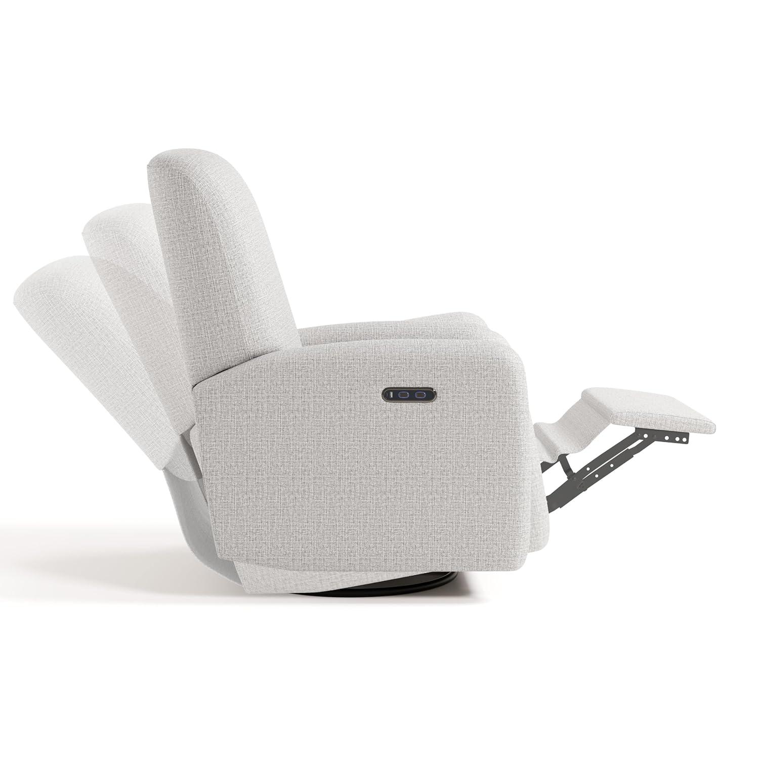 imageGraco Bellwood Power Recliner Swivel Glider Ivory Basketweave Electronic Power Recliner for Nursery Includes DualUSB Charging Port for USBA ampamp USBC Glider Rocking Chair with Full ReclineSteel