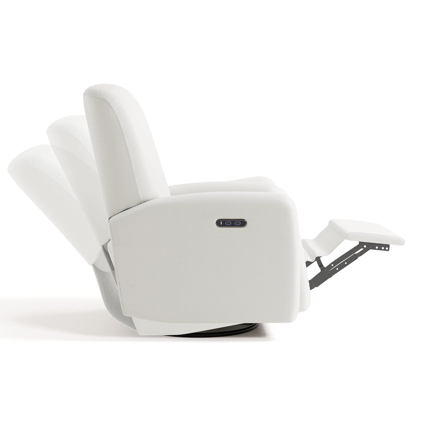 imageGraco Bellwood Power Recliner Swivel Glider Ivory Basketweave Electronic Power Recliner for Nursery Includes DualUSB Charging Port for USBA ampamp USBC Glider Rocking Chair with Full ReclineIvory