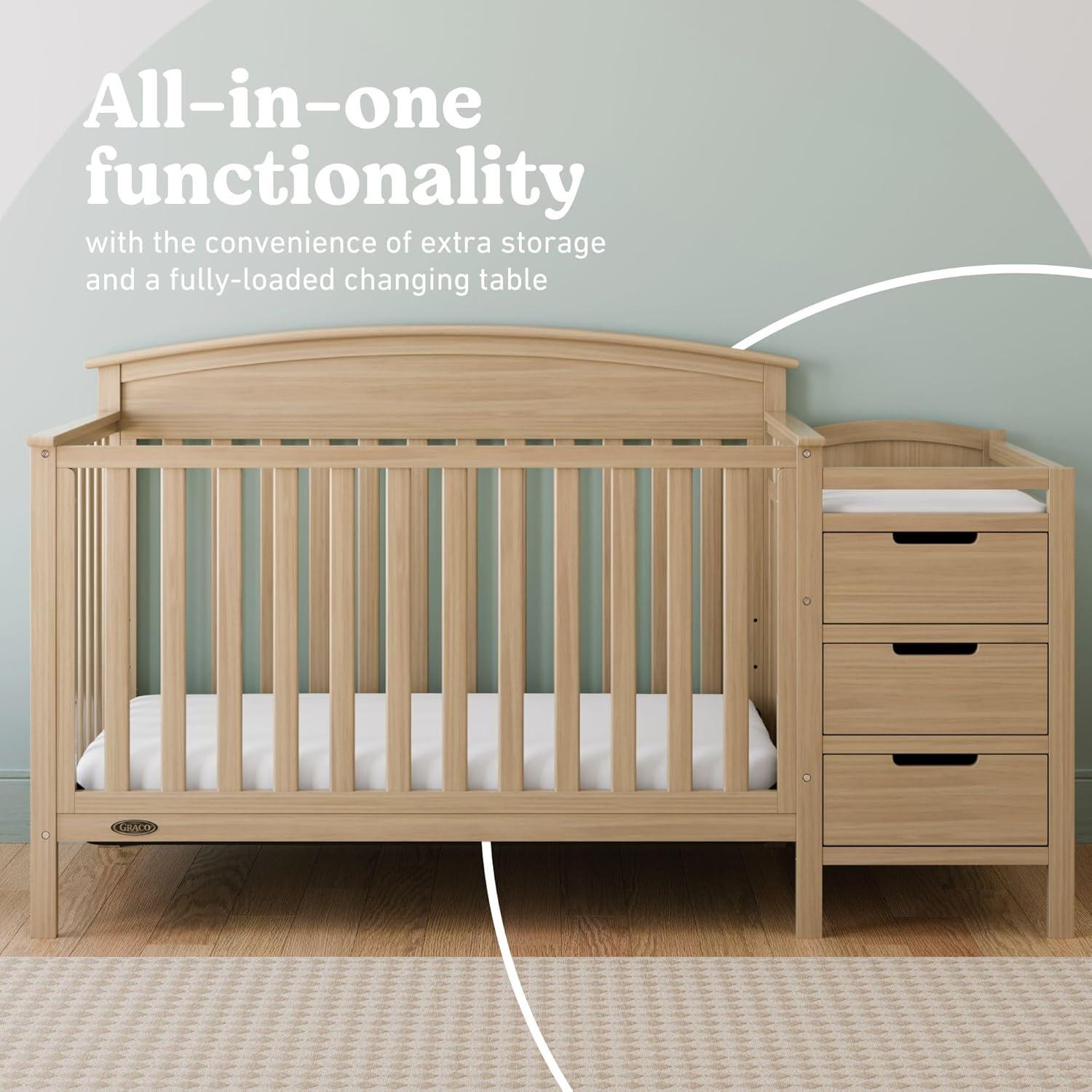 imageGraco Benton 5in1 Convertible Crib Pebble Gray GREENGUARD Gold Certified Converts from Baby Crib to Toddler Bed Daybed and FullSize Bed Fits Standard FullSize Crib MattressDriftwood
