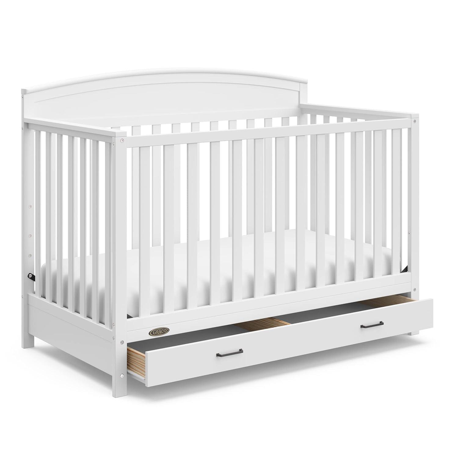 imageGraco Benton 5in1 Convertible Crib Pebble Gray GREENGUARD Gold Certified Converts from Baby Crib to Toddler Bed Daybed and FullSize Bed Fits Standard FullSize Crib MattressWhite