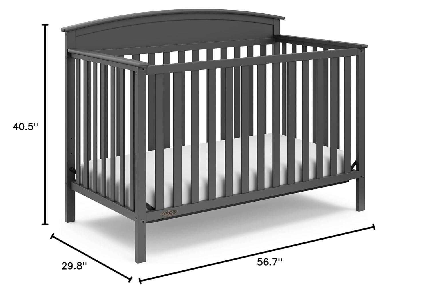 imageGraco Benton 5in1 Convertible Crib Pebble Gray GREENGUARD Gold Certified Converts from Baby Crib to Toddler Bed Daybed and FullSize Bed Fits Standard FullSize Crib MattressGrey