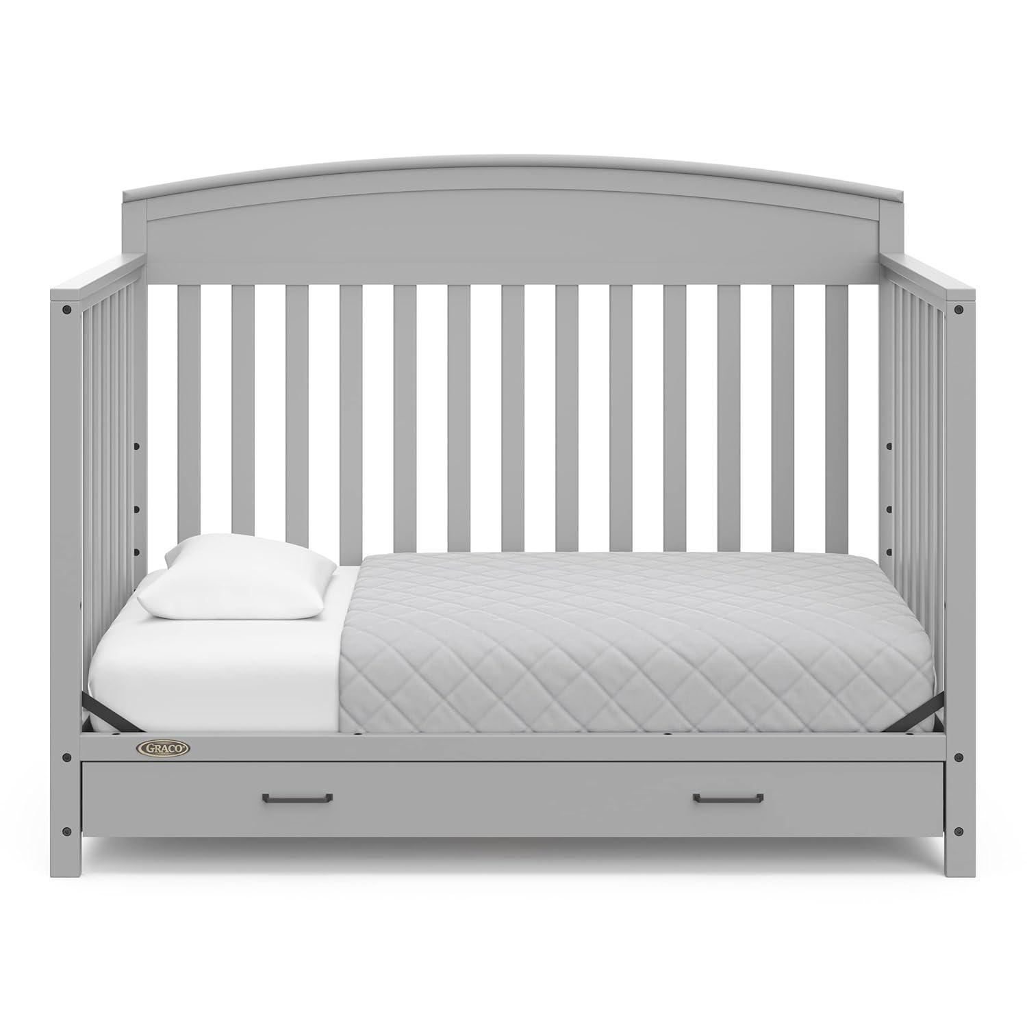 imageGraco Benton 5in1 Convertible Crib Pebble Gray GREENGUARD Gold Certified Converts from Baby Crib to Toddler Bed Daybed and FullSize Bed Fits Standard FullSize Crib MattressPebble Gray