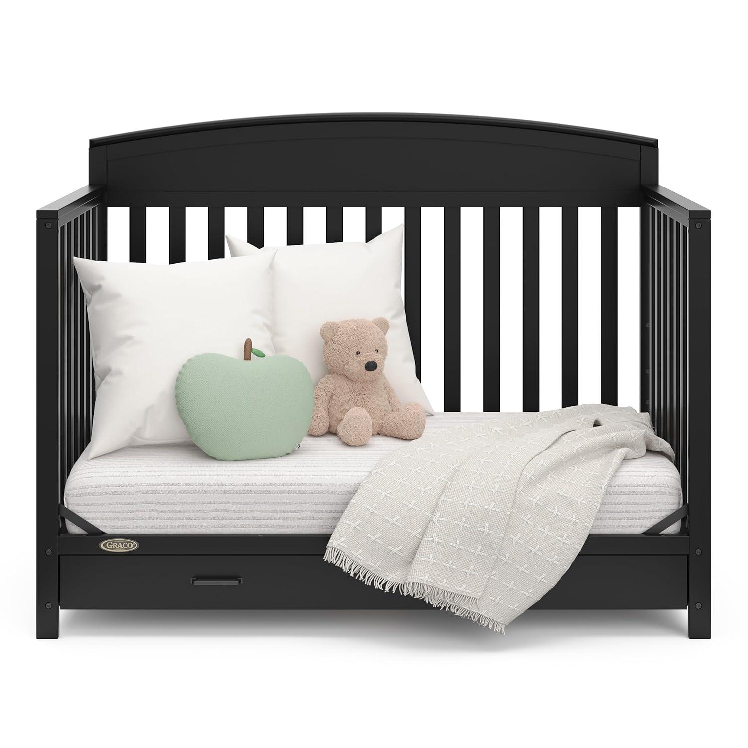 imageGraco Benton 5in1 Convertible Crib Pebble Gray GREENGUARD Gold Certified Converts from Baby Crib to Toddler Bed Daybed and FullSize Bed Fits Standard FullSize Crib MattressBlack