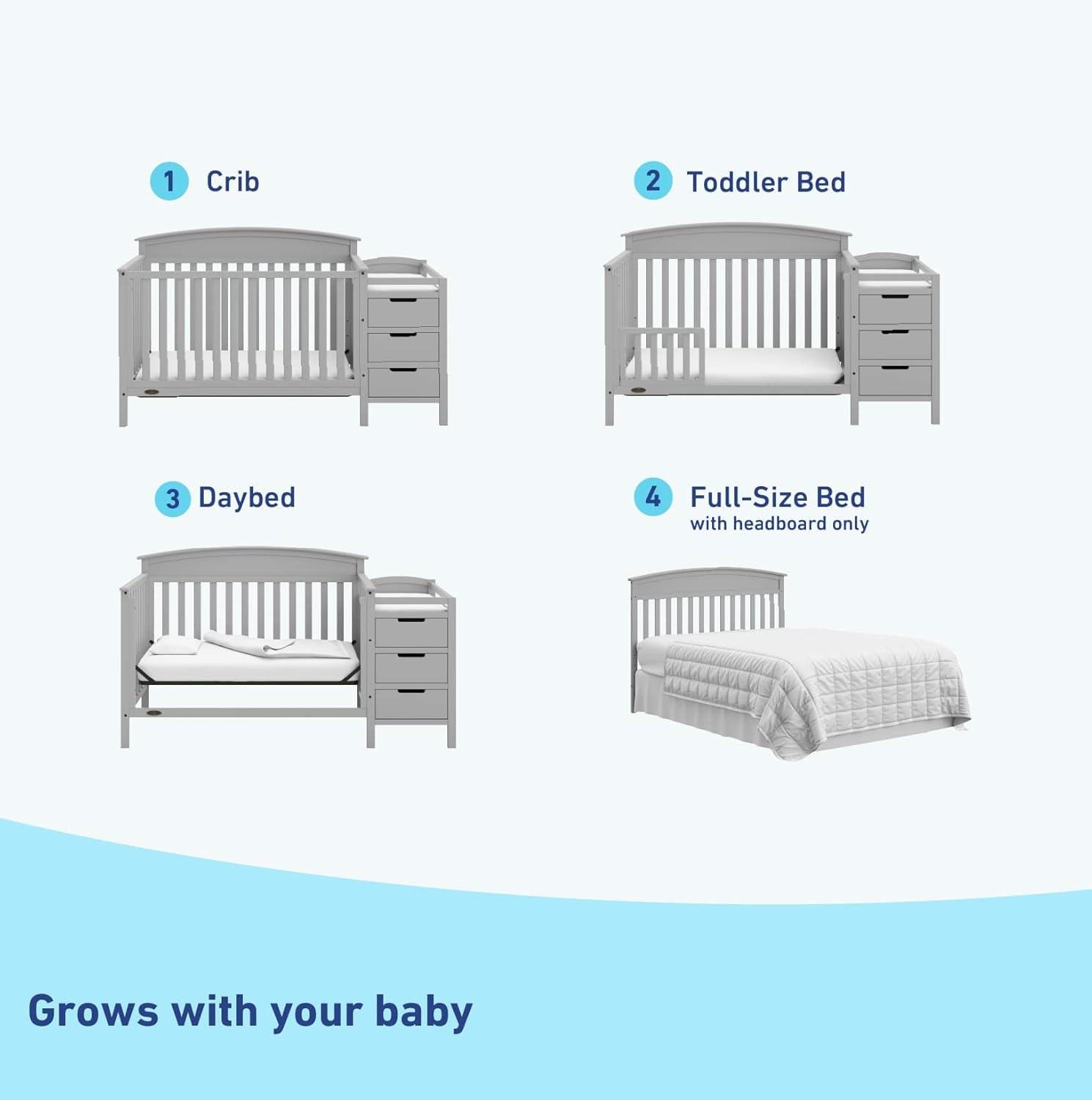 imageGraco Benton 5in1 Convertible Crib Pebble Gray GREENGUARD Gold Certified Converts from Baby Crib to Toddler Bed Daybed and FullSize Bed Fits Standard FullSize Crib MattressPebble Gray
