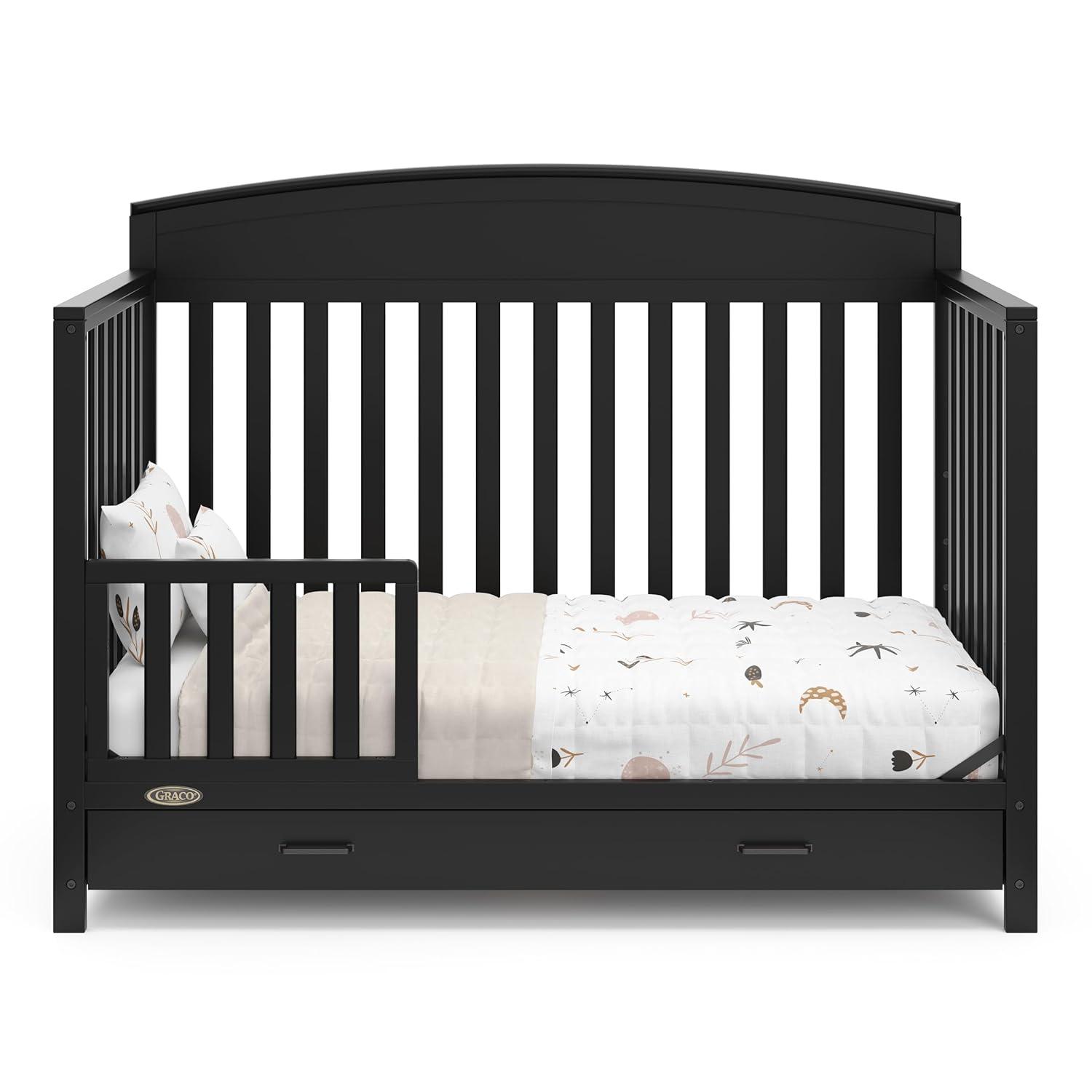 imageGraco Benton 5in1 Convertible Crib Pebble Gray GREENGUARD Gold Certified Converts from Baby Crib to Toddler Bed Daybed and FullSize Bed Fits Standard FullSize Crib MattressBlack