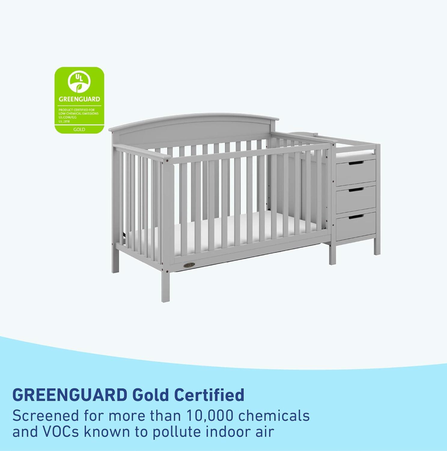 imageGraco Benton 5in1 Convertible Crib Pebble Gray GREENGUARD Gold Certified Converts from Baby Crib to Toddler Bed Daybed and FullSize Bed Fits Standard FullSize Crib MattressPebble Gray