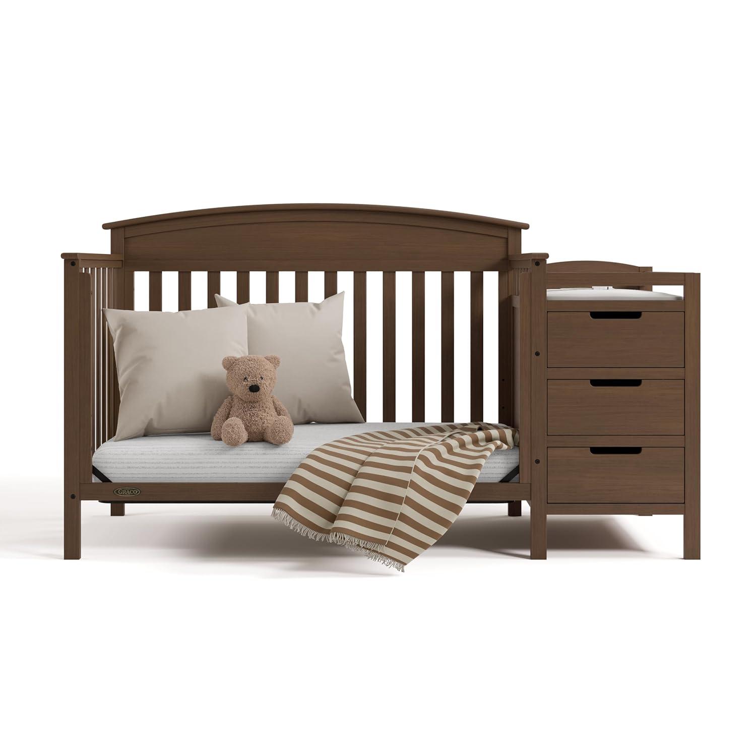 imageGraco Benton 5in1 Convertible Crib Pebble Gray GREENGUARD Gold Certified Converts from Baby Crib to Toddler Bed Daybed and FullSize Bed Fits Standard FullSize Crib MattressHazelnut