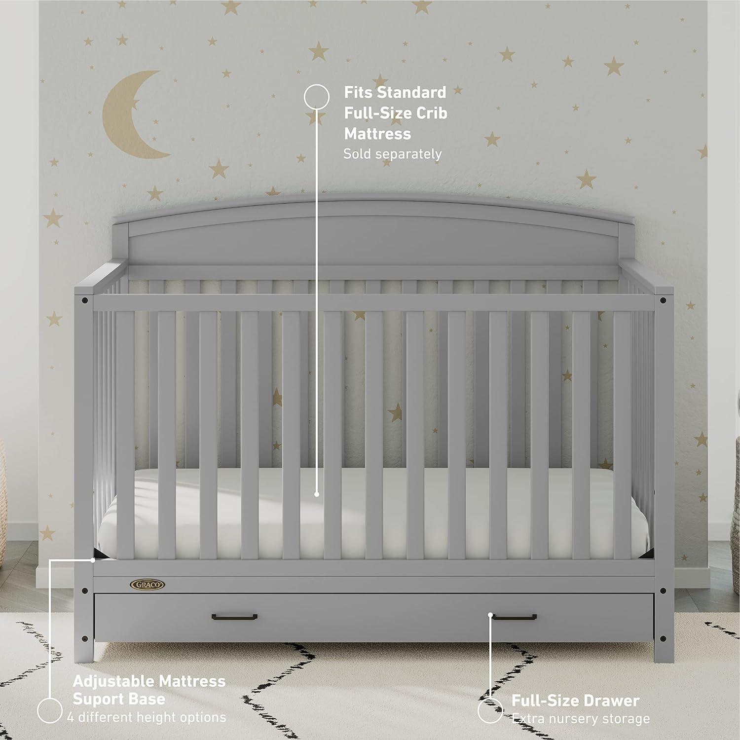 imageGraco Benton 5in1 Convertible Crib Pebble Gray GREENGUARD Gold Certified Converts from Baby Crib to Toddler Bed Daybed and FullSize Bed Fits Standard FullSize Crib MattressPebble Gray