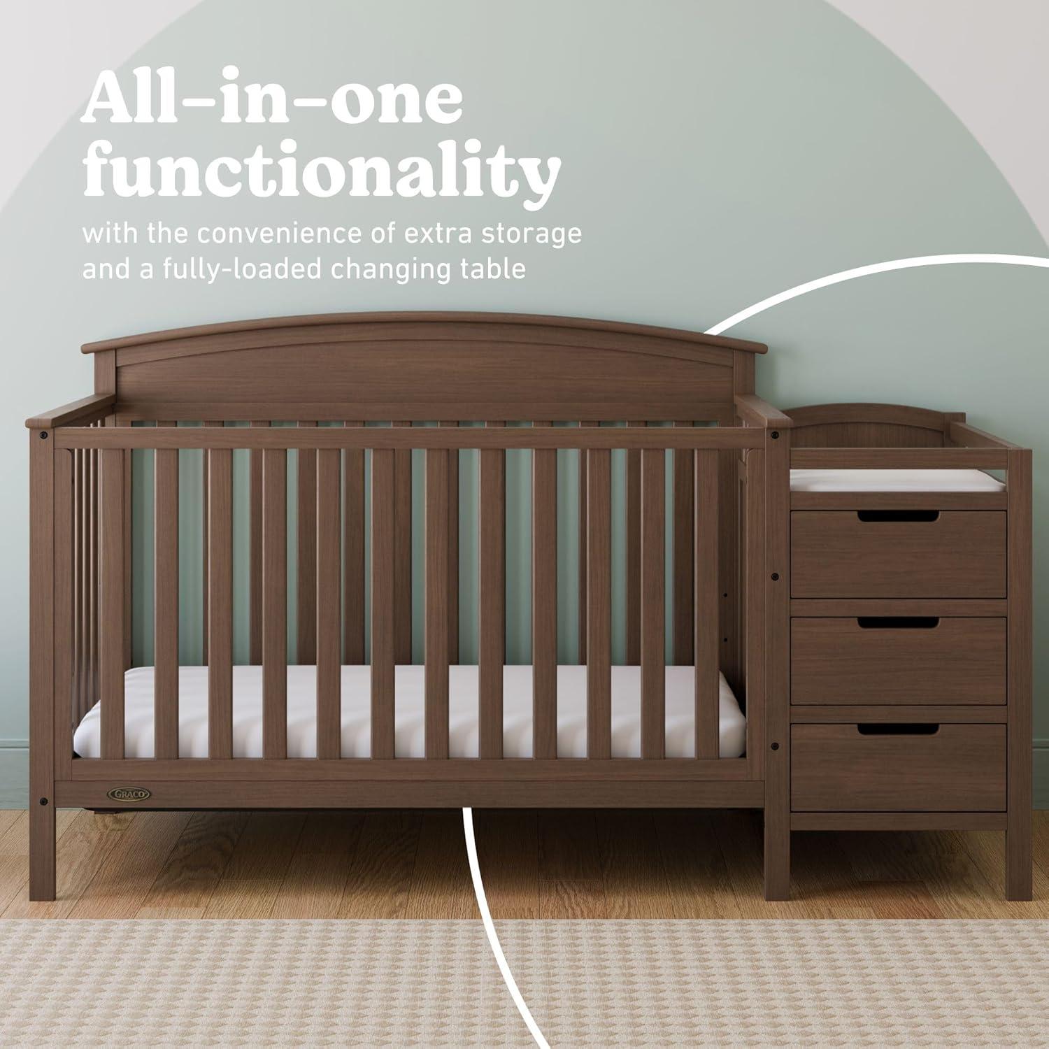 imageGraco Benton 5in1 Convertible Crib Pebble Gray GREENGUARD Gold Certified Converts from Baby Crib to Toddler Bed Daybed and FullSize Bed Fits Standard FullSize Crib MattressHazelnut