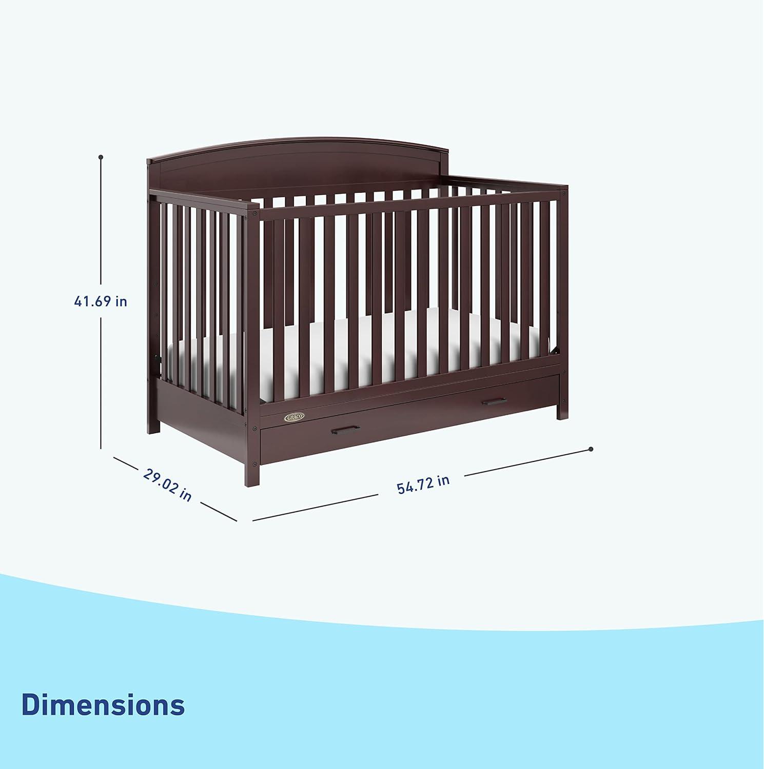 imageGraco Benton 5in1 Convertible Crib Pebble Gray GREENGUARD Gold Certified Converts from Baby Crib to Toddler Bed Daybed and FullSize Bed Fits Standard FullSize Crib MattressEspresso