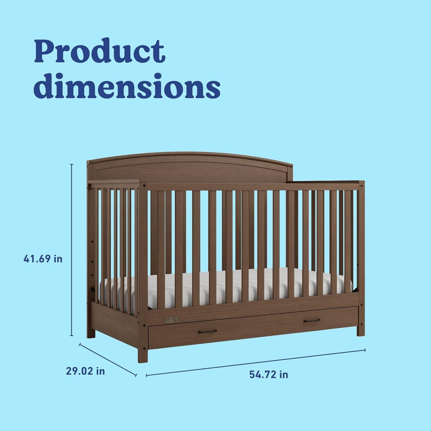 imageGraco Benton 5in1 Convertible Crib Pebble Gray GREENGUARD Gold Certified Converts from Baby Crib to Toddler Bed Daybed and FullSize Bed Fits Standard FullSize Crib MattressHazelnut