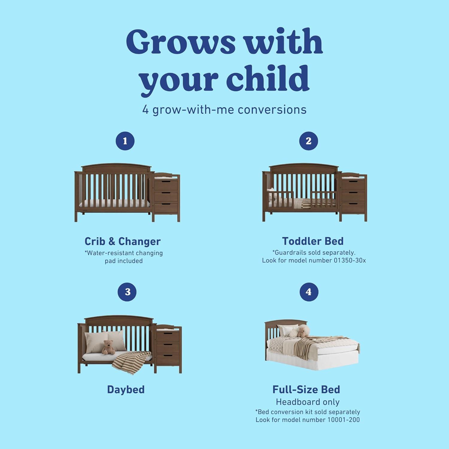 imageGraco Benton 5in1 Convertible Crib Pebble Gray GREENGUARD Gold Certified Converts from Baby Crib to Toddler Bed Daybed and FullSize Bed Fits Standard FullSize Crib MattressHazelnut