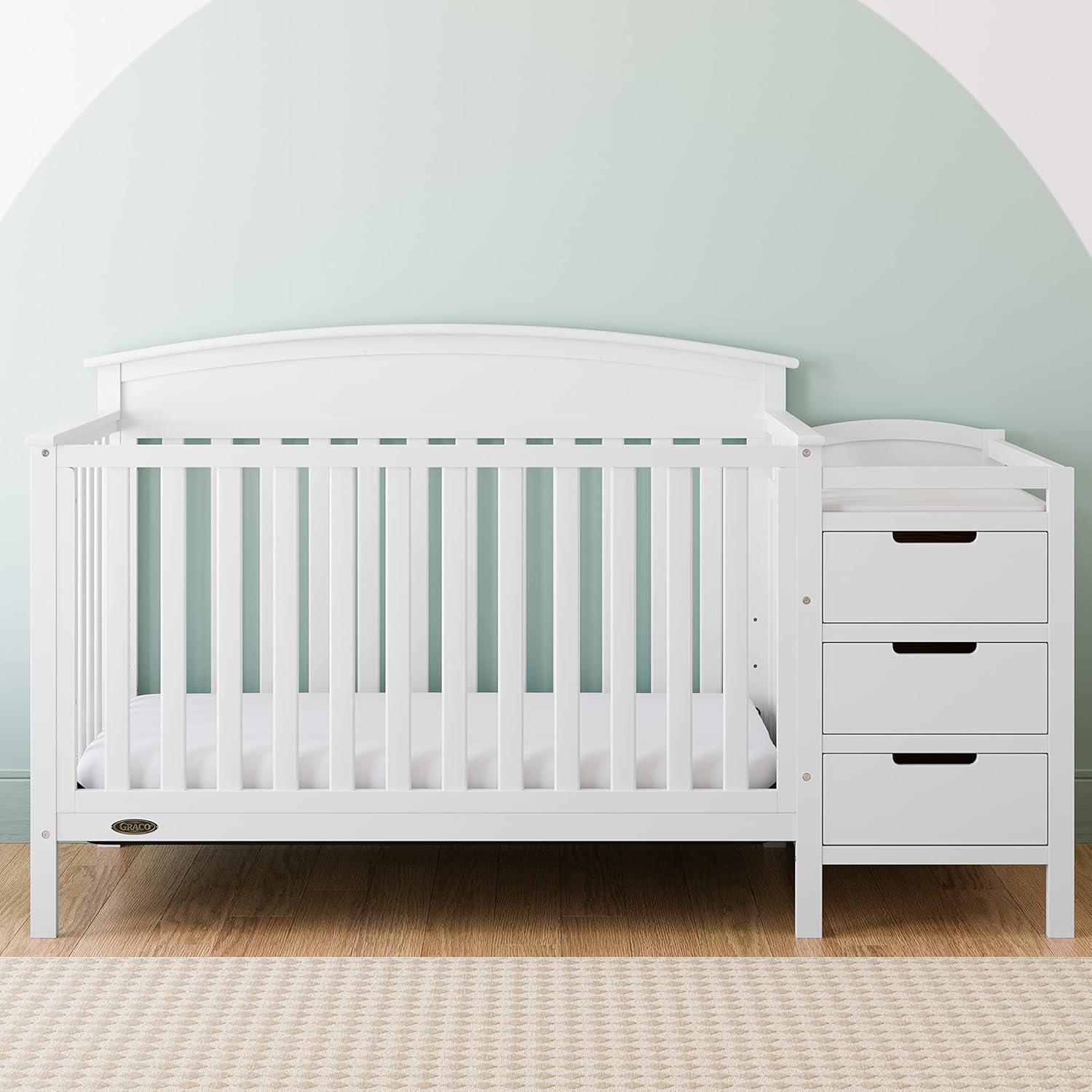 imageGraco Benton 5in1 Convertible Crib Pebble Gray GREENGUARD Gold Certified Converts from Baby Crib to Toddler Bed Daybed and FullSize Bed Fits Standard FullSize Crib MattressWhite