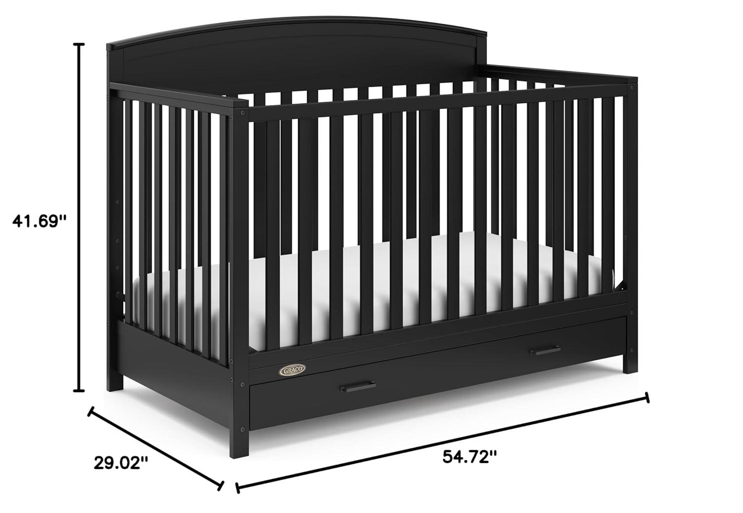 imageGraco Benton 5in1 Convertible Crib Pebble Gray GREENGUARD Gold Certified Converts from Baby Crib to Toddler Bed Daybed and FullSize Bed Fits Standard FullSize Crib MattressBlack