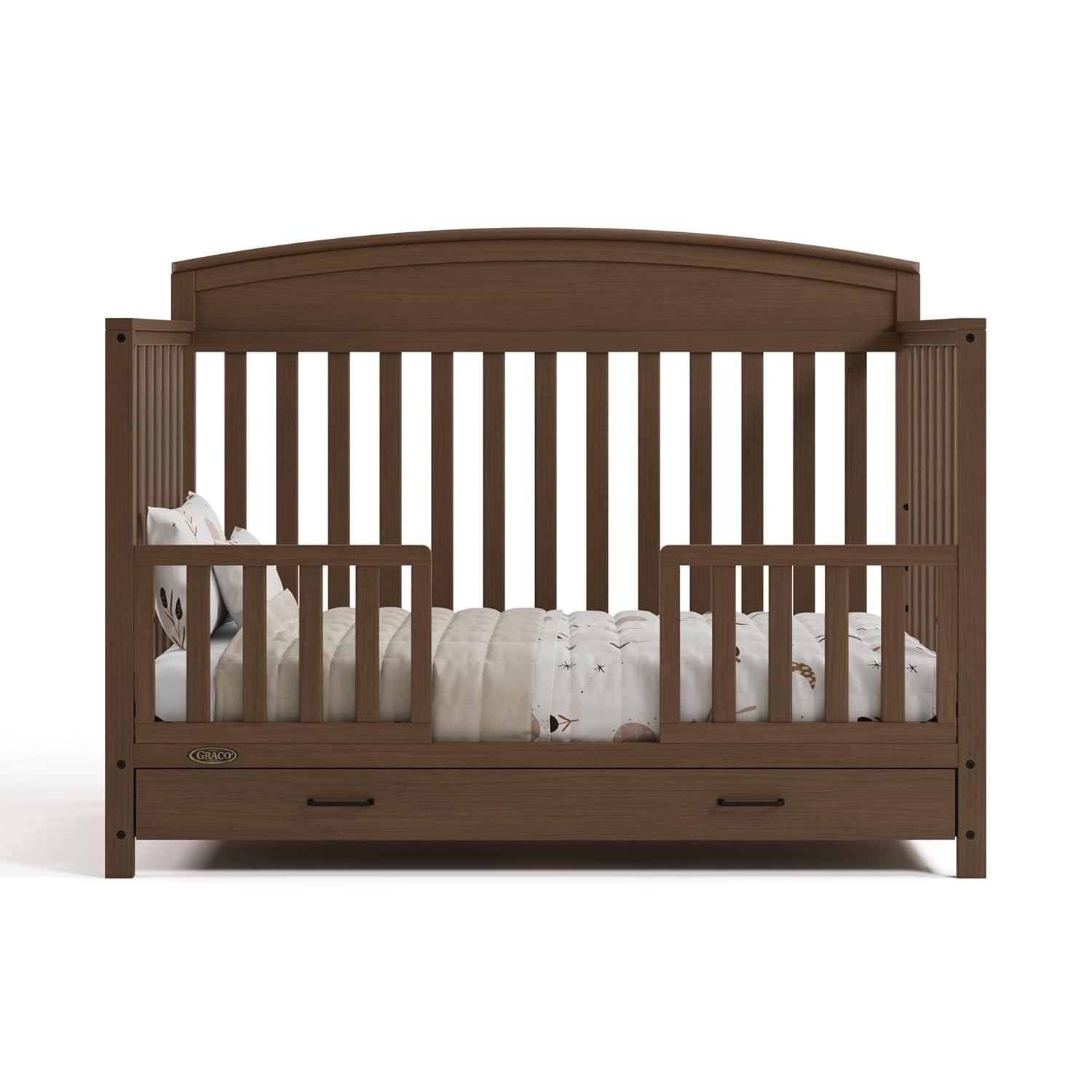 imageGraco Benton 5in1 Convertible Crib Pebble Gray GREENGUARD Gold Certified Converts from Baby Crib to Toddler Bed Daybed and FullSize Bed Fits Standard FullSize Crib MattressHazelnut