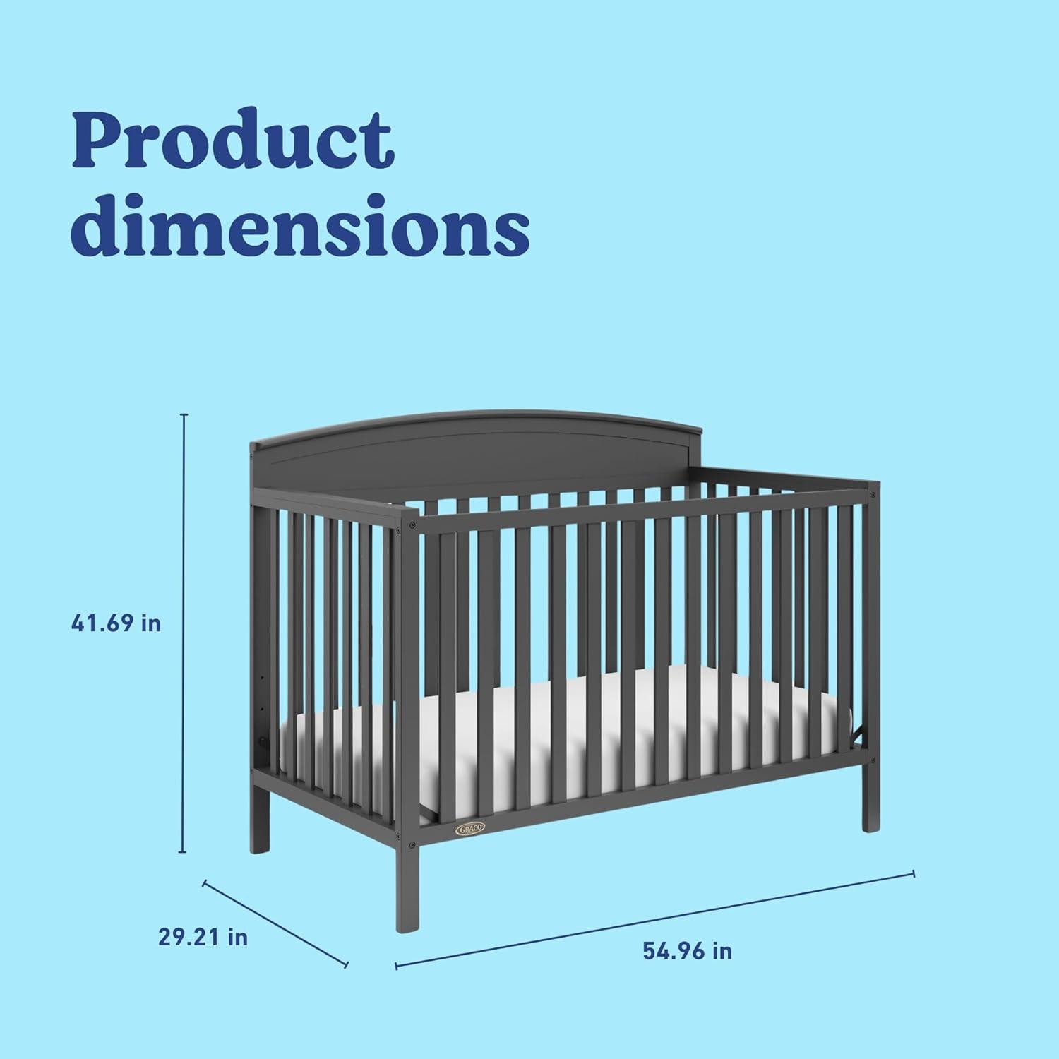 imageGraco Benton 5in1 Convertible Crib Pebble Gray GREENGUARD Gold Certified Converts from Baby Crib to Toddler Bed Daybed and FullSize Bed Fits Standard FullSize Crib MattressGrey