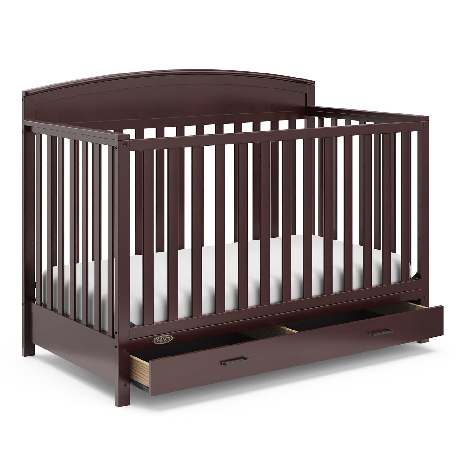 imageGraco Benton 5in1 Convertible Crib Pebble Gray GREENGUARD Gold Certified Converts from Baby Crib to Toddler Bed Daybed and FullSize Bed Fits Standard FullSize Crib MattressEspresso