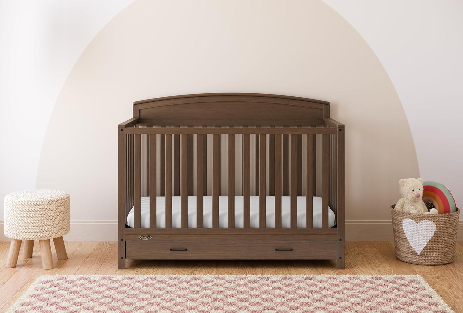 imageGraco Benton 5in1 Convertible Crib Pebble Gray GREENGUARD Gold Certified Converts from Baby Crib to Toddler Bed Daybed and FullSize Bed Fits Standard FullSize Crib MattressHazelnut