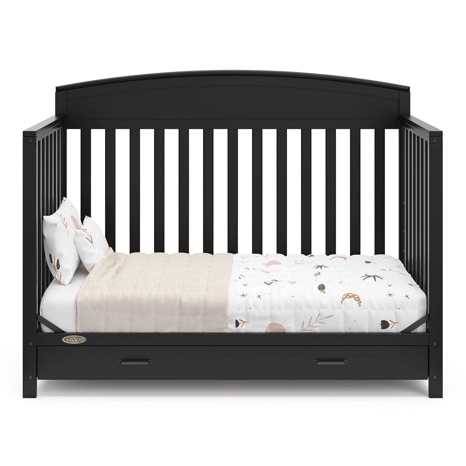 imageGraco Benton 5in1 Convertible Crib Pebble Gray GREENGUARD Gold Certified Converts from Baby Crib to Toddler Bed Daybed and FullSize Bed Fits Standard FullSize Crib MattressBlack