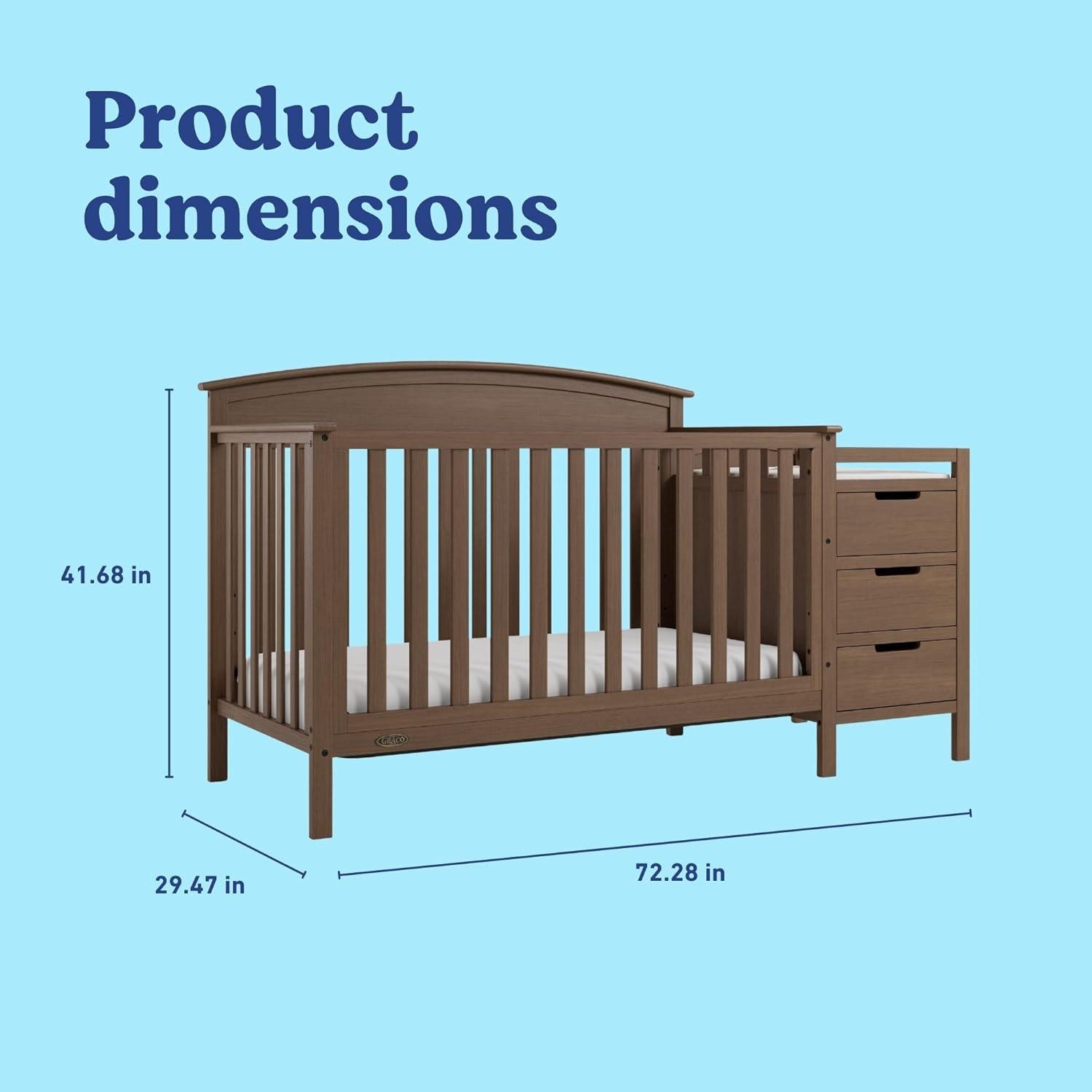 imageGraco Benton 5in1 Convertible Crib Pebble Gray GREENGUARD Gold Certified Converts from Baby Crib to Toddler Bed Daybed and FullSize Bed Fits Standard FullSize Crib MattressHazelnut
