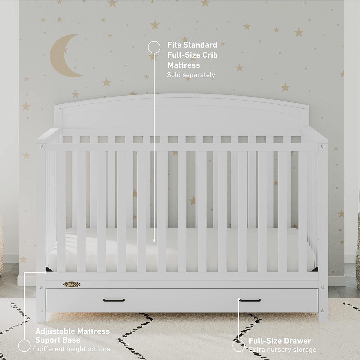 imageGraco Benton 5in1 Convertible Crib Pebble Gray GREENGUARD Gold Certified Converts from Baby Crib to Toddler Bed Daybed and FullSize Bed Fits Standard FullSize Crib MattressWhite