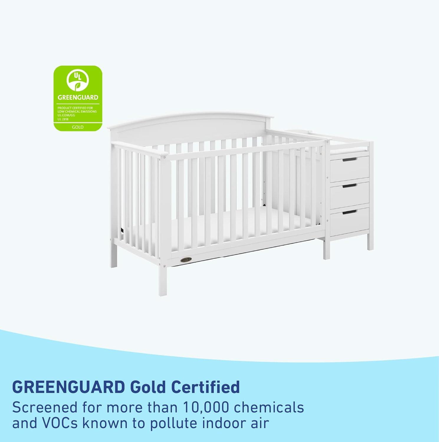 imageGraco Benton 5in1 Convertible Crib Pebble Gray GREENGUARD Gold Certified Converts from Baby Crib to Toddler Bed Daybed and FullSize Bed Fits Standard FullSize Crib MattressWhite
