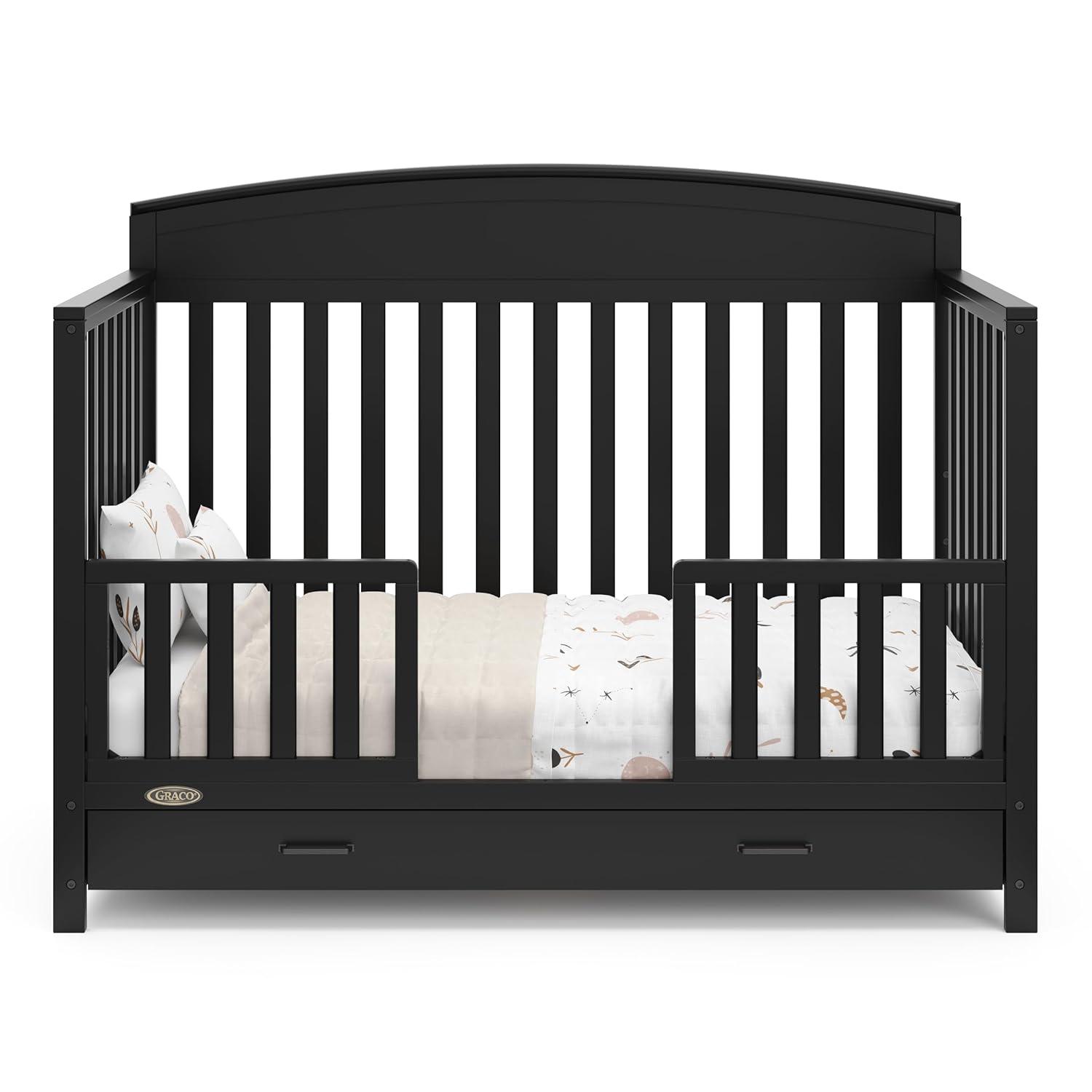 imageGraco Benton 5in1 Convertible Crib Pebble Gray GREENGUARD Gold Certified Converts from Baby Crib to Toddler Bed Daybed and FullSize Bed Fits Standard FullSize Crib MattressBlack