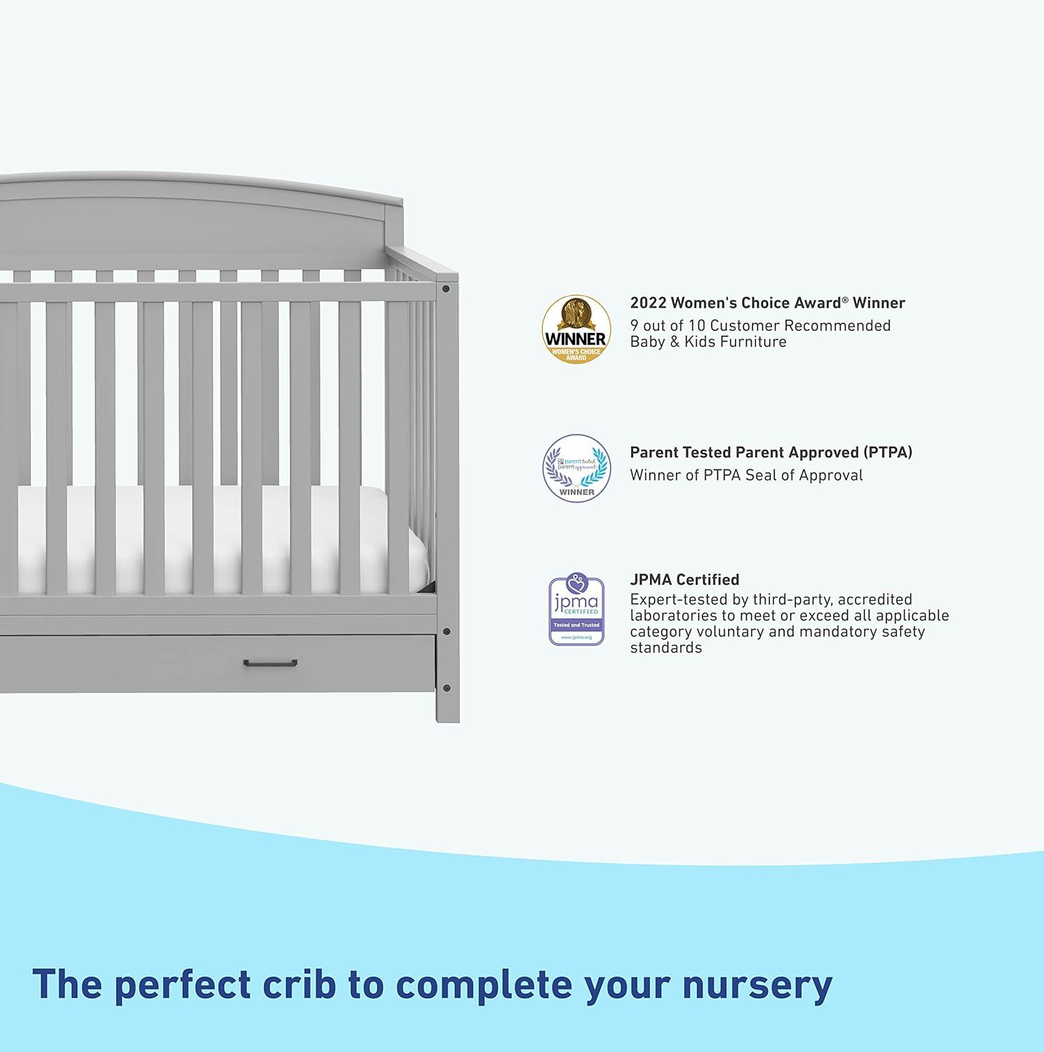 imageGraco Benton 5in1 Convertible Crib Pebble Gray GREENGUARD Gold Certified Converts from Baby Crib to Toddler Bed Daybed and FullSize Bed Fits Standard FullSize Crib MattressPebble Gray