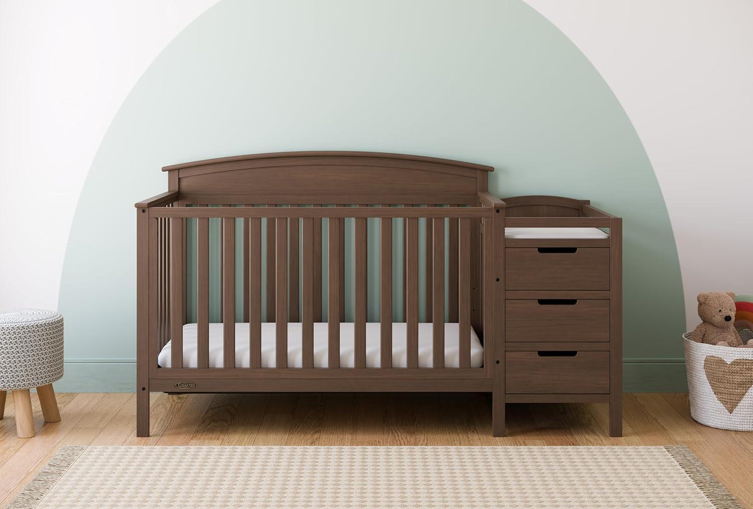 imageGraco Benton 5in1 Convertible Crib Pebble Gray GREENGUARD Gold Certified Converts from Baby Crib to Toddler Bed Daybed and FullSize Bed Fits Standard FullSize Crib MattressHazelnut