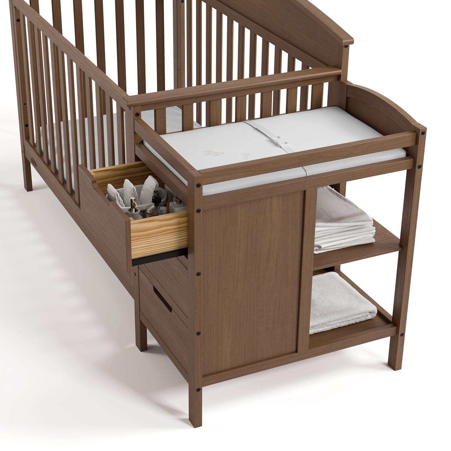imageGraco Benton 5in1 Convertible Crib Pebble Gray GREENGUARD Gold Certified Converts from Baby Crib to Toddler Bed Daybed and FullSize Bed Fits Standard FullSize Crib MattressHazelnut