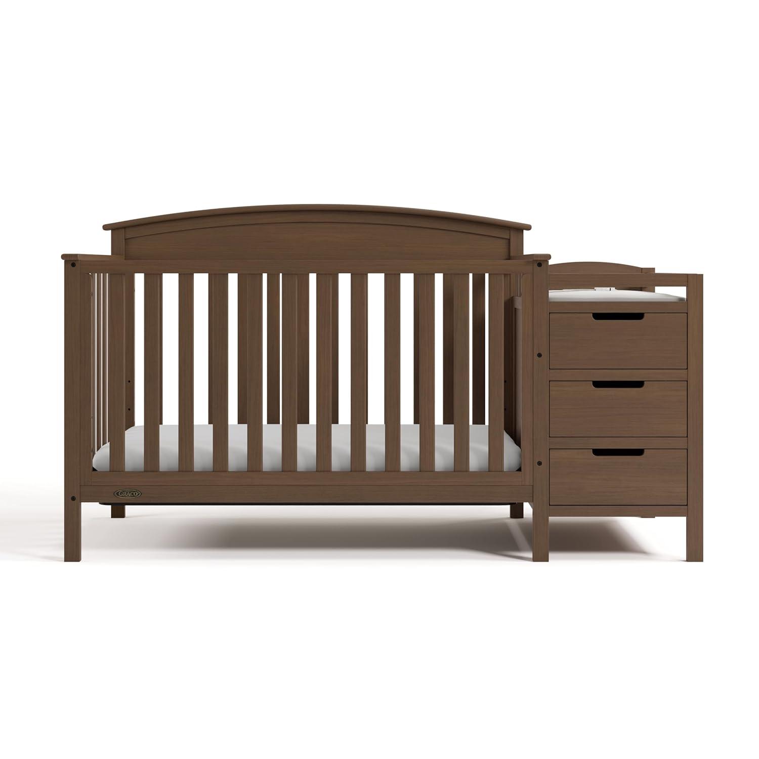 imageGraco Benton 5in1 Convertible Crib Pebble Gray GREENGUARD Gold Certified Converts from Baby Crib to Toddler Bed Daybed and FullSize Bed Fits Standard FullSize Crib MattressHazelnut