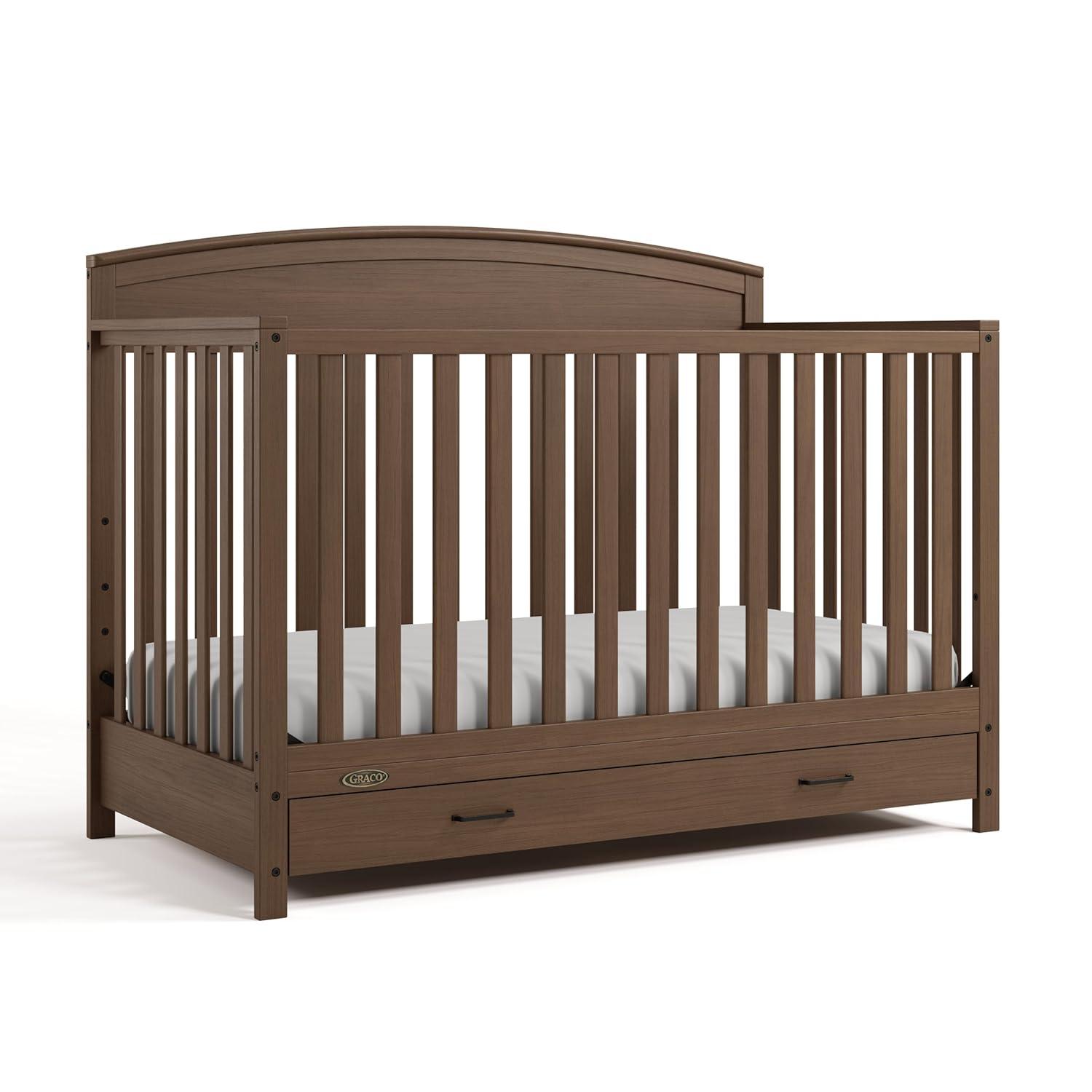 imageGraco Benton 5in1 Convertible Crib Pebble Gray GREENGUARD Gold Certified Converts from Baby Crib to Toddler Bed Daybed and FullSize Bed Fits Standard FullSize Crib MattressHazelnut