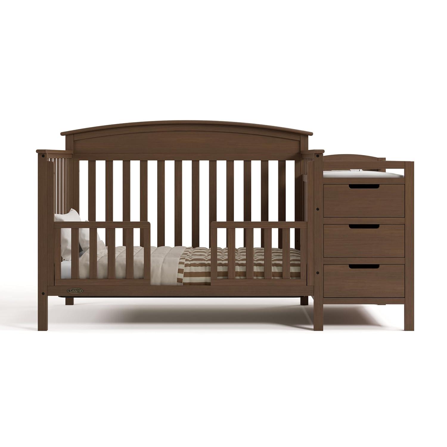 imageGraco Benton 5in1 Convertible Crib Pebble Gray GREENGUARD Gold Certified Converts from Baby Crib to Toddler Bed Daybed and FullSize Bed Fits Standard FullSize Crib MattressHazelnut