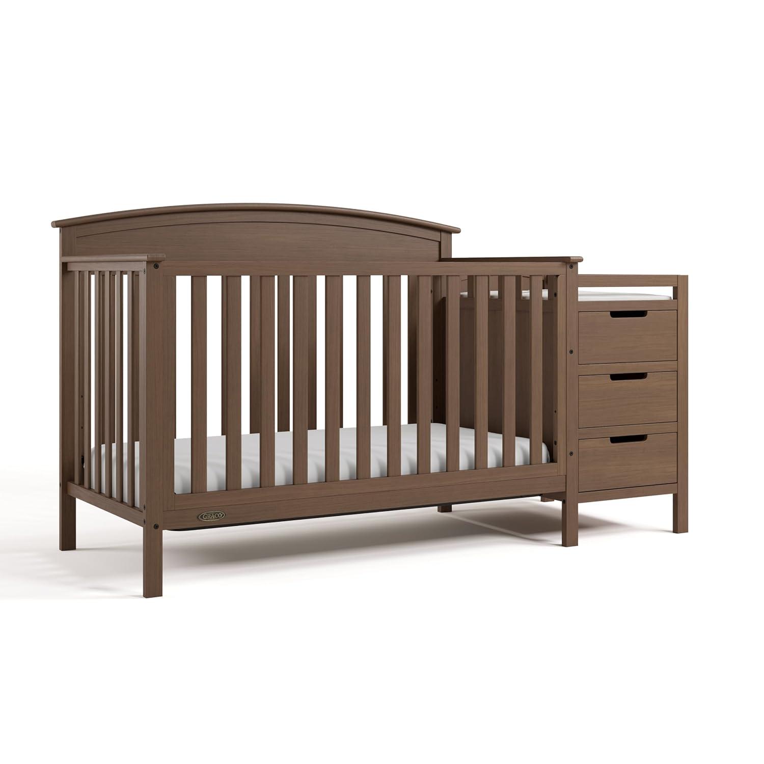 imageGraco Benton 5in1 Convertible Crib Pebble Gray GREENGUARD Gold Certified Converts from Baby Crib to Toddler Bed Daybed and FullSize Bed Fits Standard FullSize Crib MattressHazelnut