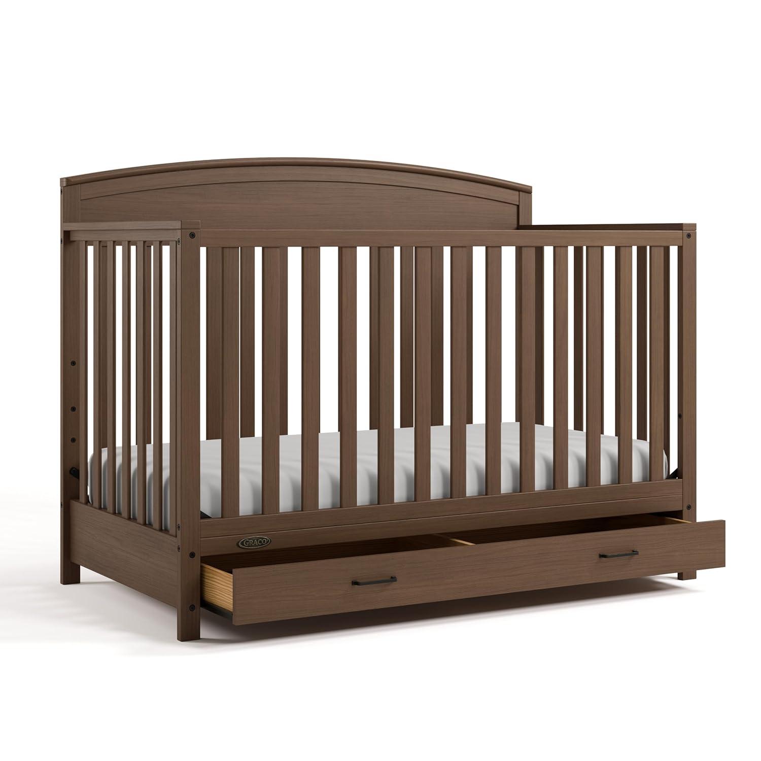 imageGraco Benton 5in1 Convertible Crib Pebble Gray GREENGUARD Gold Certified Converts from Baby Crib to Toddler Bed Daybed and FullSize Bed Fits Standard FullSize Crib MattressHazelnut