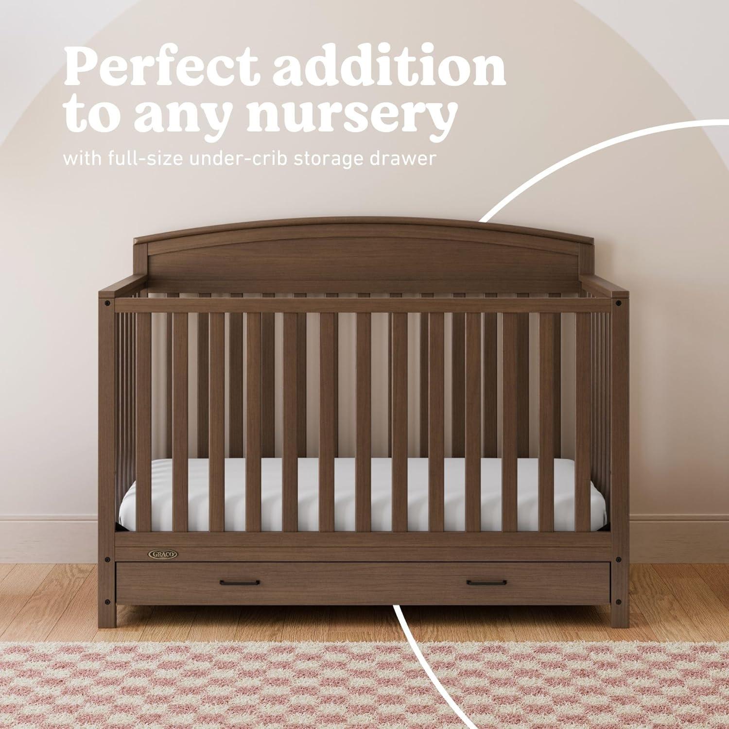 imageGraco Benton 5in1 Convertible Crib Pebble Gray GREENGUARD Gold Certified Converts from Baby Crib to Toddler Bed Daybed and FullSize Bed Fits Standard FullSize Crib MattressHazelnut