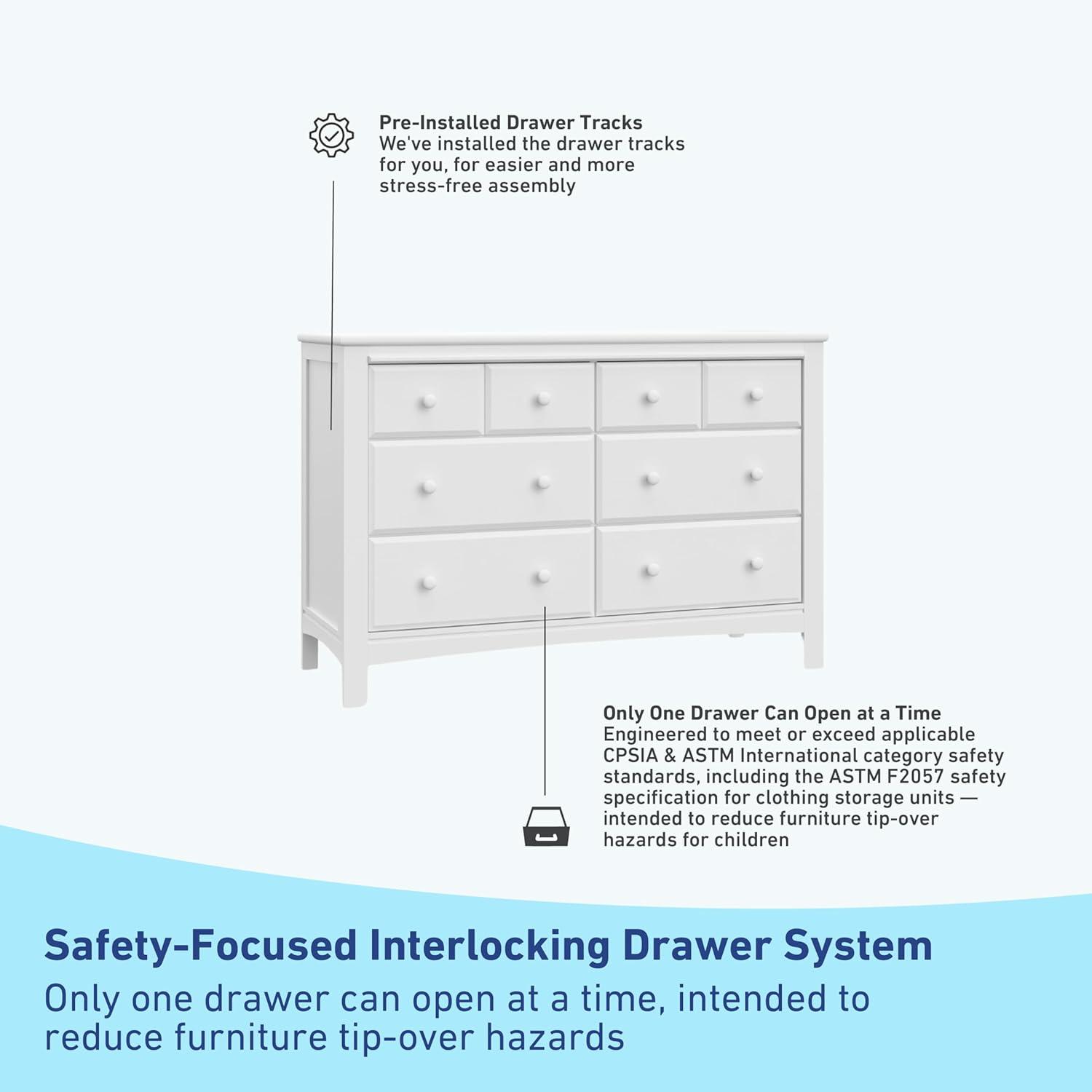 imageGraco Benton 6 Drawer Double Dresser Pebble Gray Easy New Assembly Process Universal Design Durable Steel Hardware and EuroGlide Drawers with Safety Stops Coordinates with Any NurseryWhite