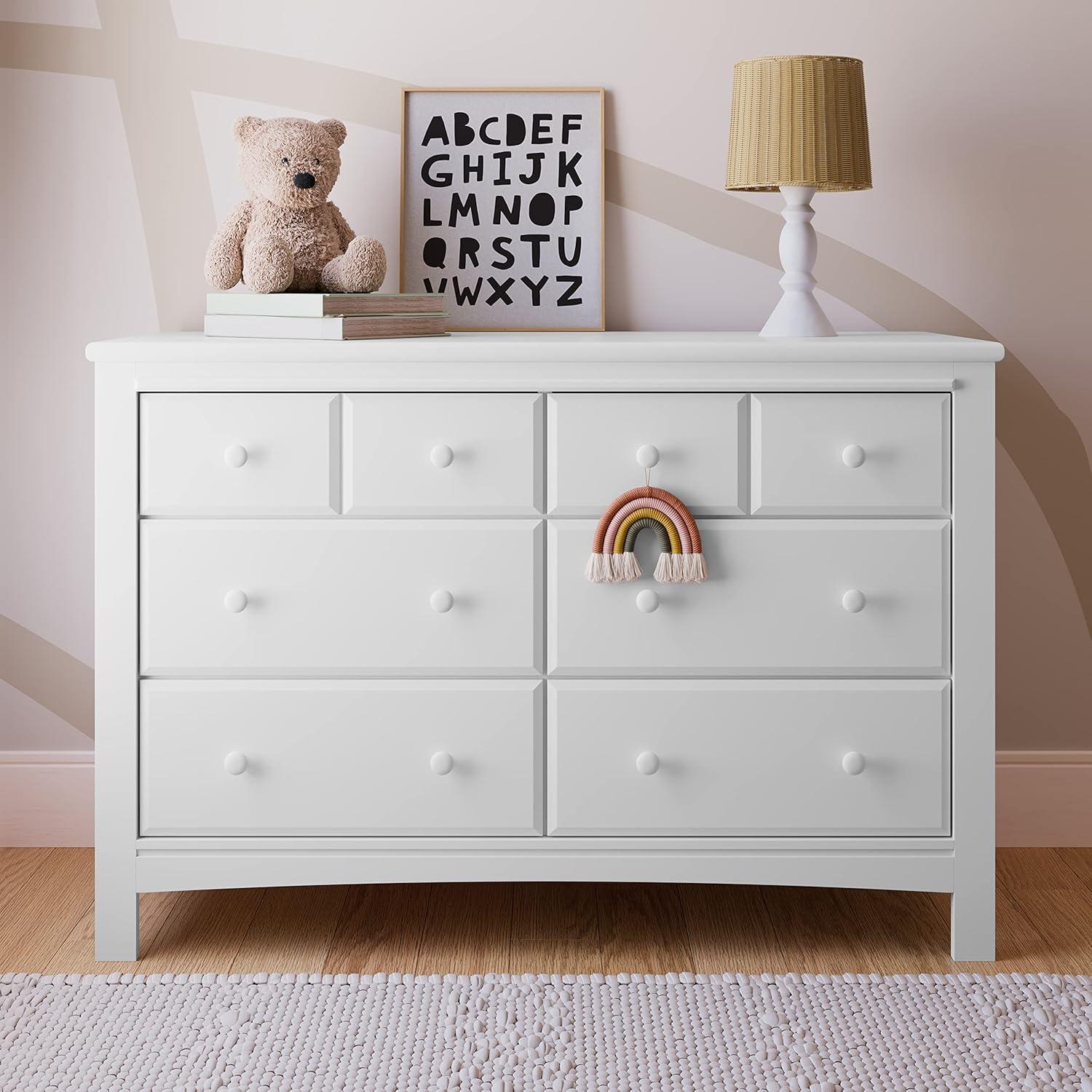 imageGraco Benton 6 Drawer Double Dresser Pebble Gray Easy New Assembly Process Universal Design Durable Steel Hardware and EuroGlide Drawers with Safety Stops Coordinates with Any NurseryWhite