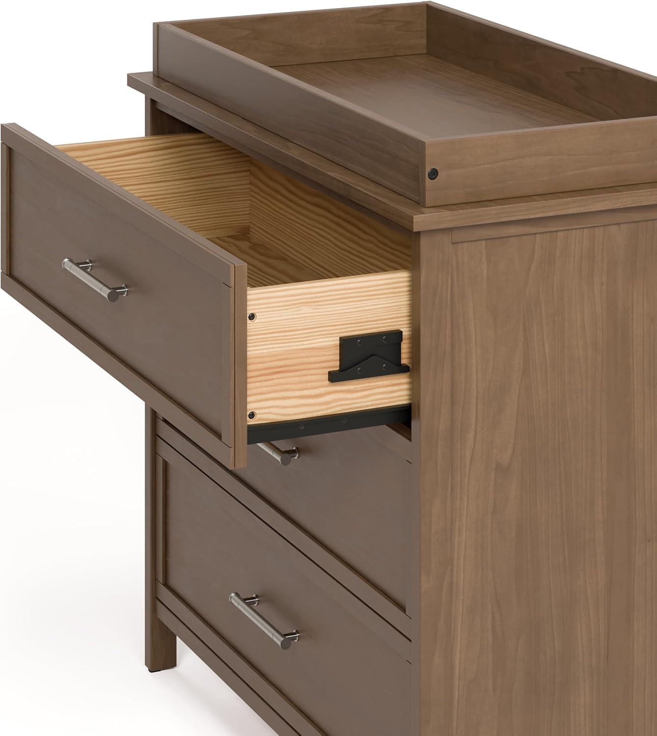 imageGraco Classic 3 Drawer Changing Table Dresser White GREENGUARD Gold Certified Baby Dresser with Changing Table Top Includes Interlocking Drawer SystemHazelnut