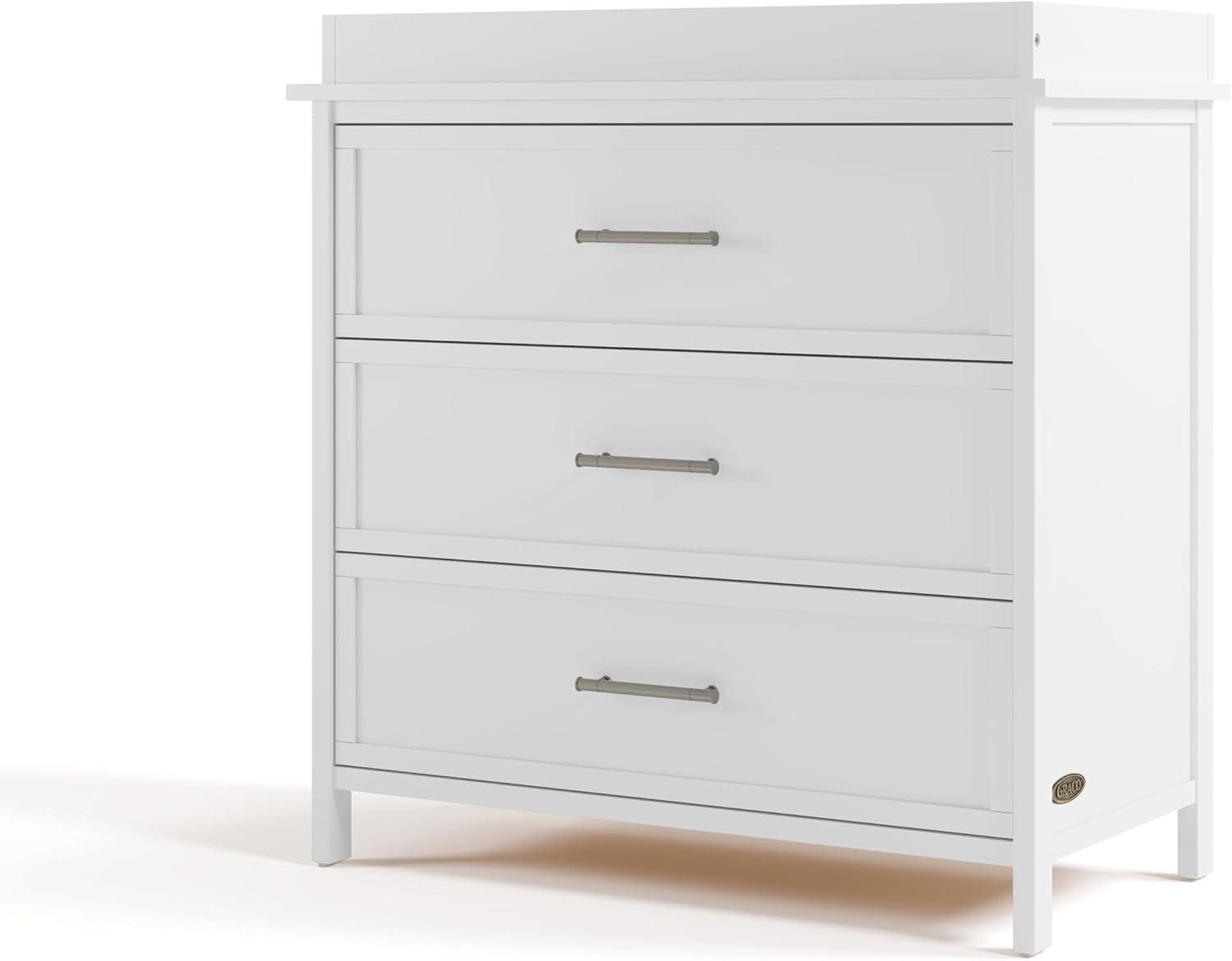 imageGraco Classic 3 Drawer Changing Table Dresser White GREENGUARD Gold Certified Baby Dresser with Changing Table Top Includes Interlocking Drawer SystemWhite
