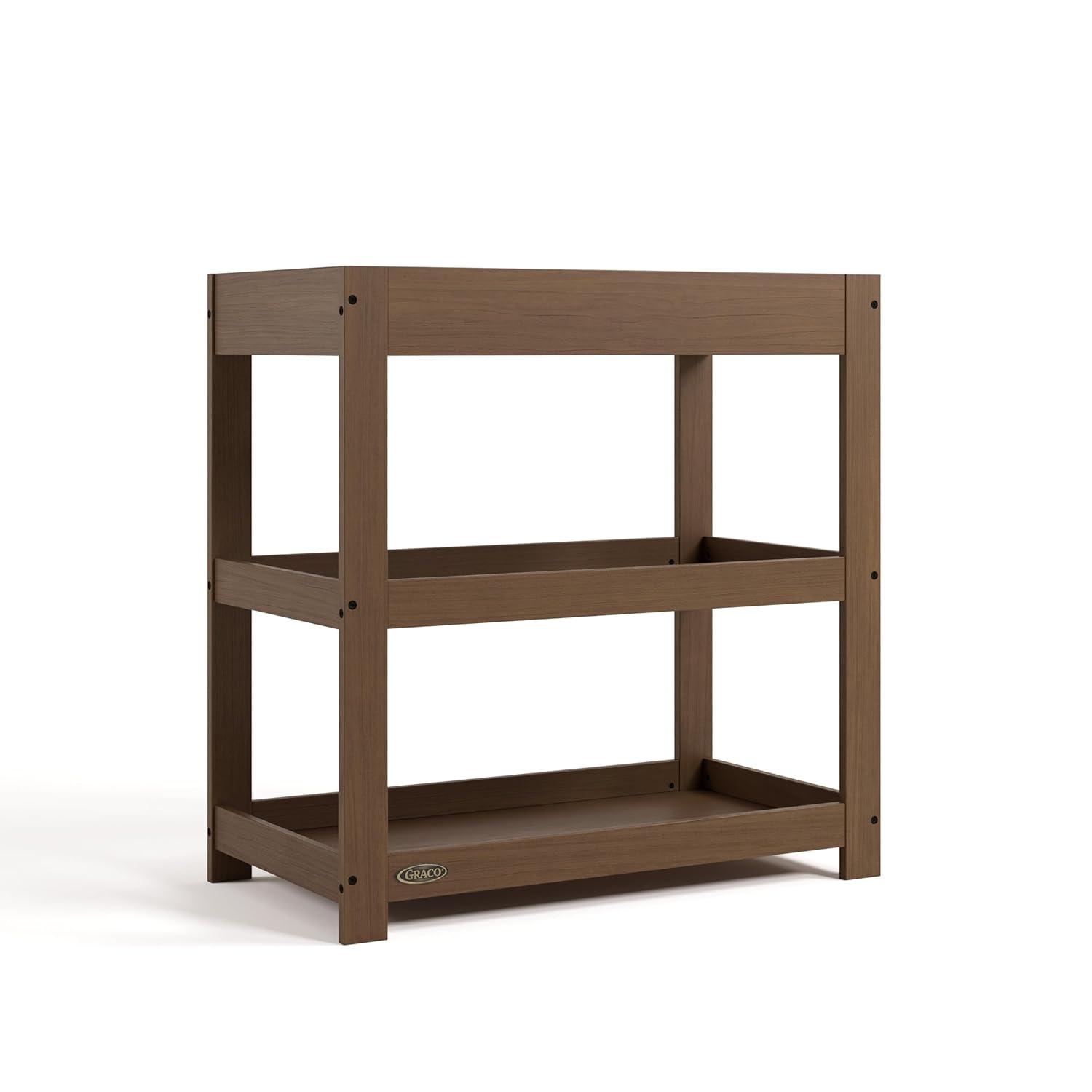 imageGraco Customizable Changing Table with WaterResistant Changing Pad White Customizable Modern Flat or Classic Arched Headboard Baby Diaper Changing Pad IncludedHazelnut