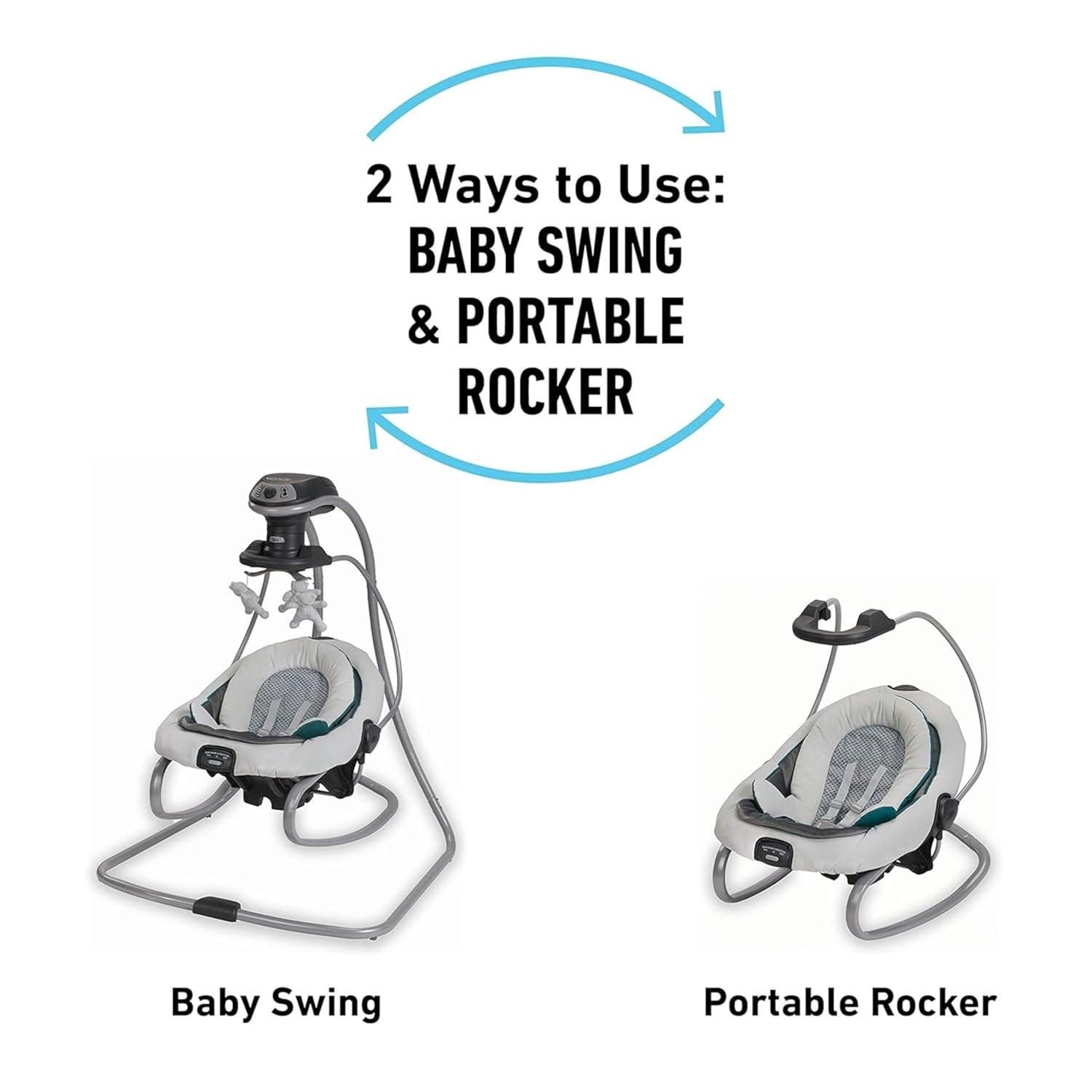 imageGraco DuetSoothe 2 in 1 Portable Baby Swing ampamp Baby Rocker Multi Direction Vibration WinsletSapphire